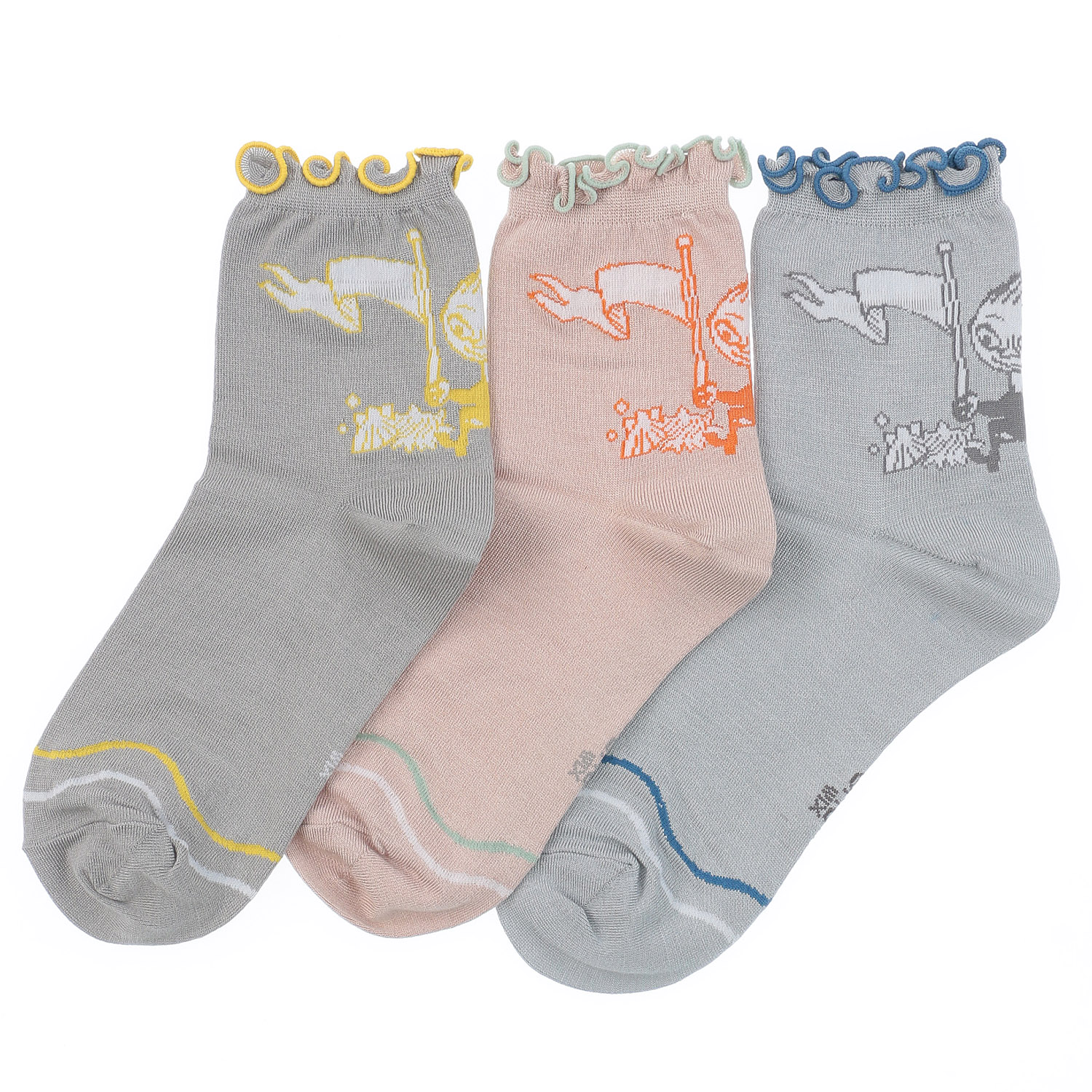 MOOMIN 冷感ロークルーソックス メロウフラッグミイ柄