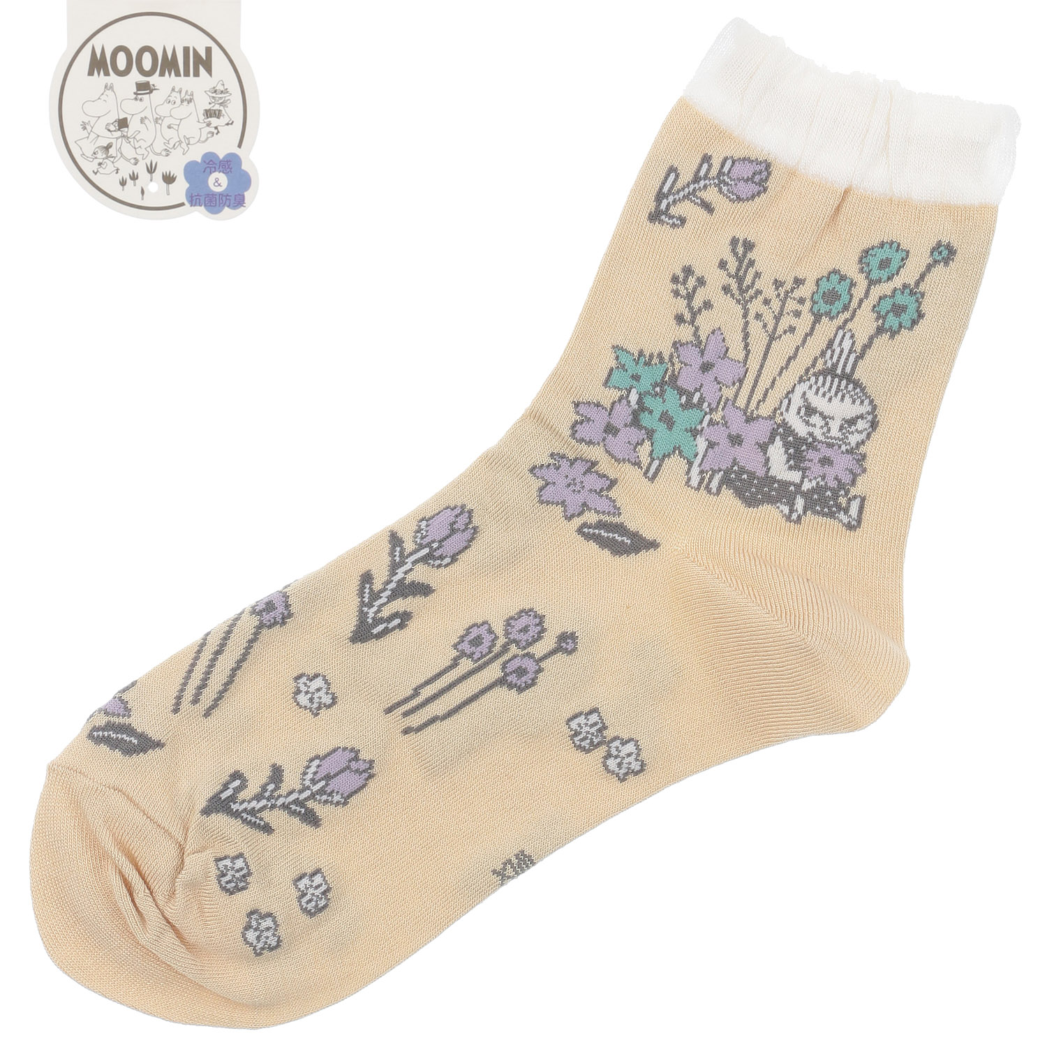 MOOMIN 冷感ロークルーソックス 花総柄 - 画像4
