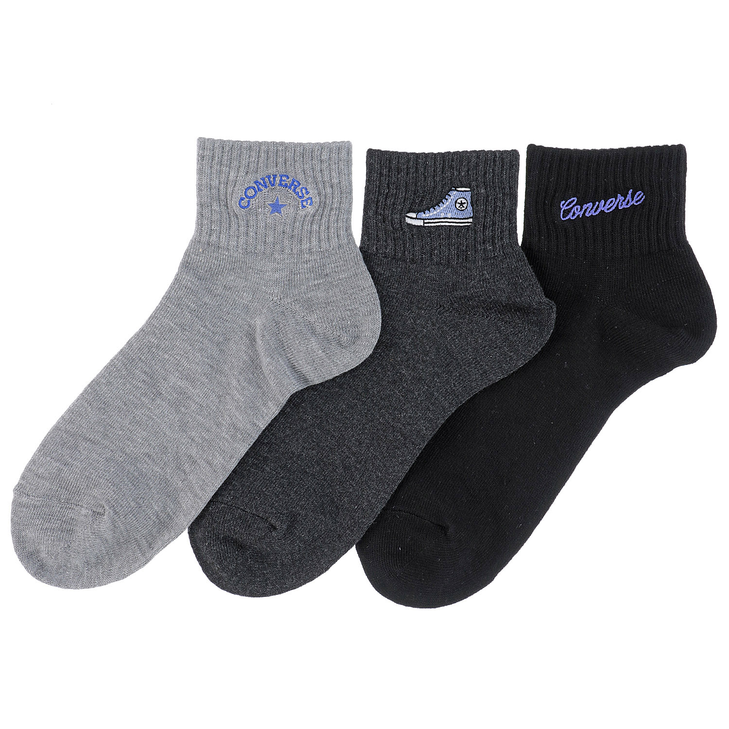 CONVERSE 3Pショート丈ソックス 刺繍【在庫限り】 - 画像1