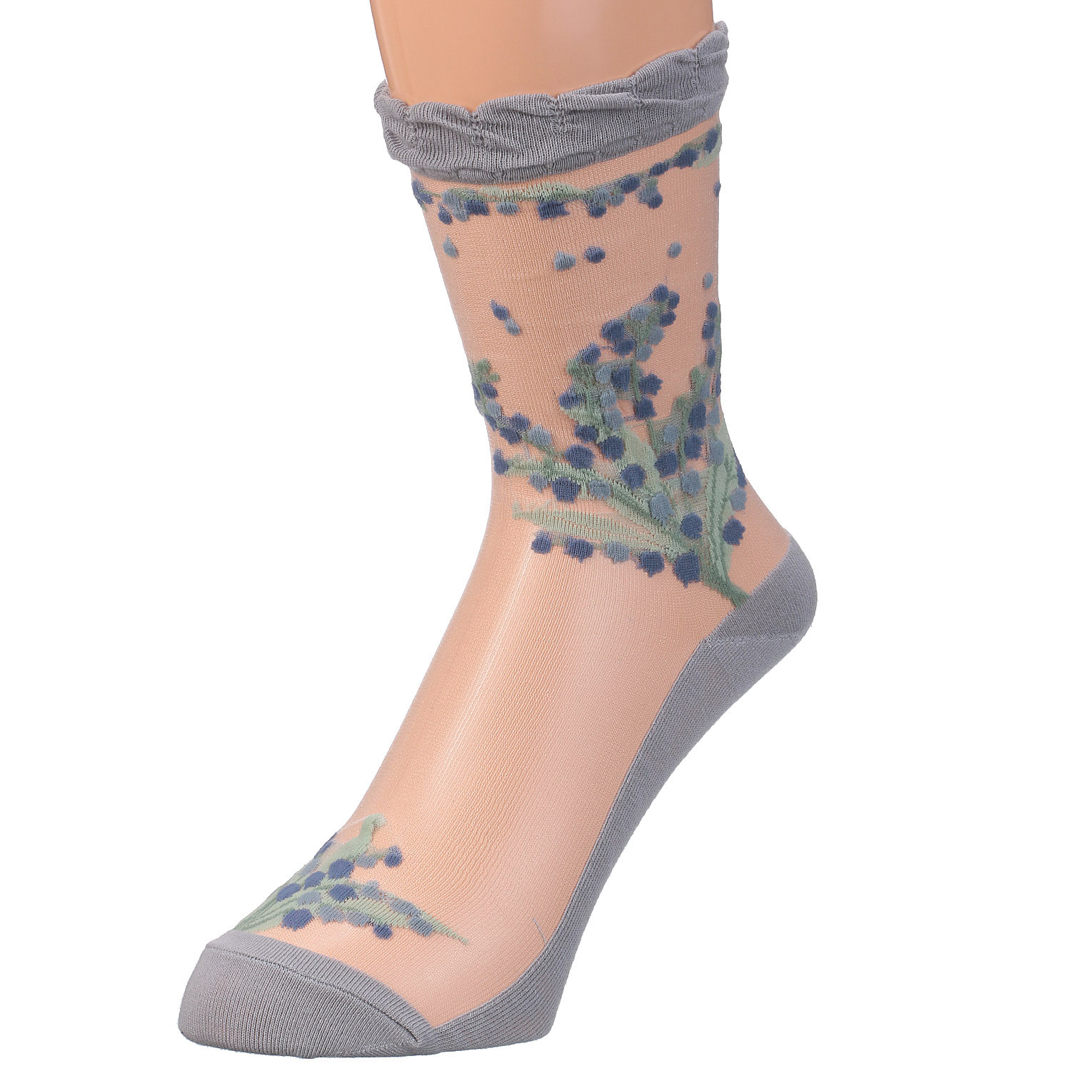 プティパ クルー丈 シースルーソックス スズラン 足底綿【在庫限り】 - 画像3