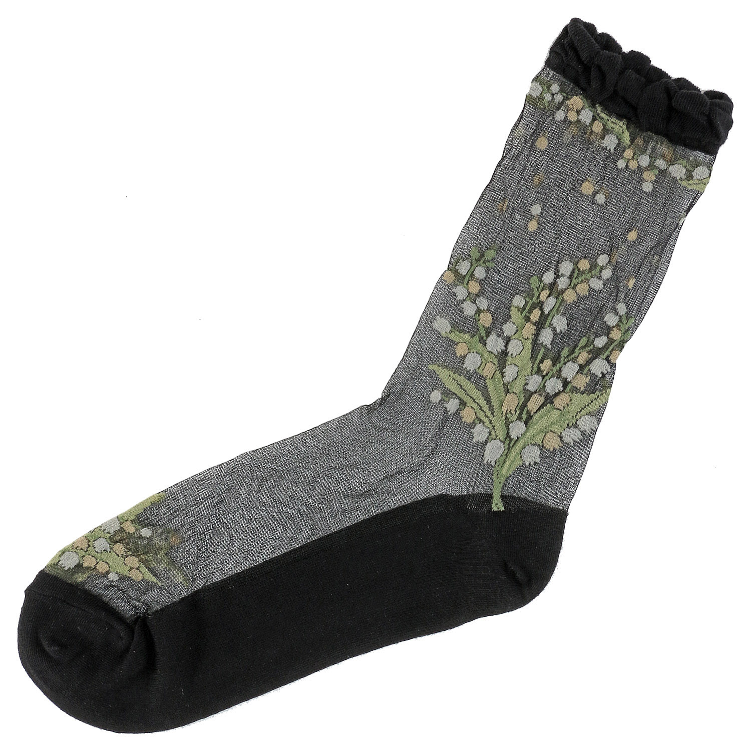 プティパ クルー丈 シースルーソックス スズラン 足底綿【在庫限り】 - 画像4