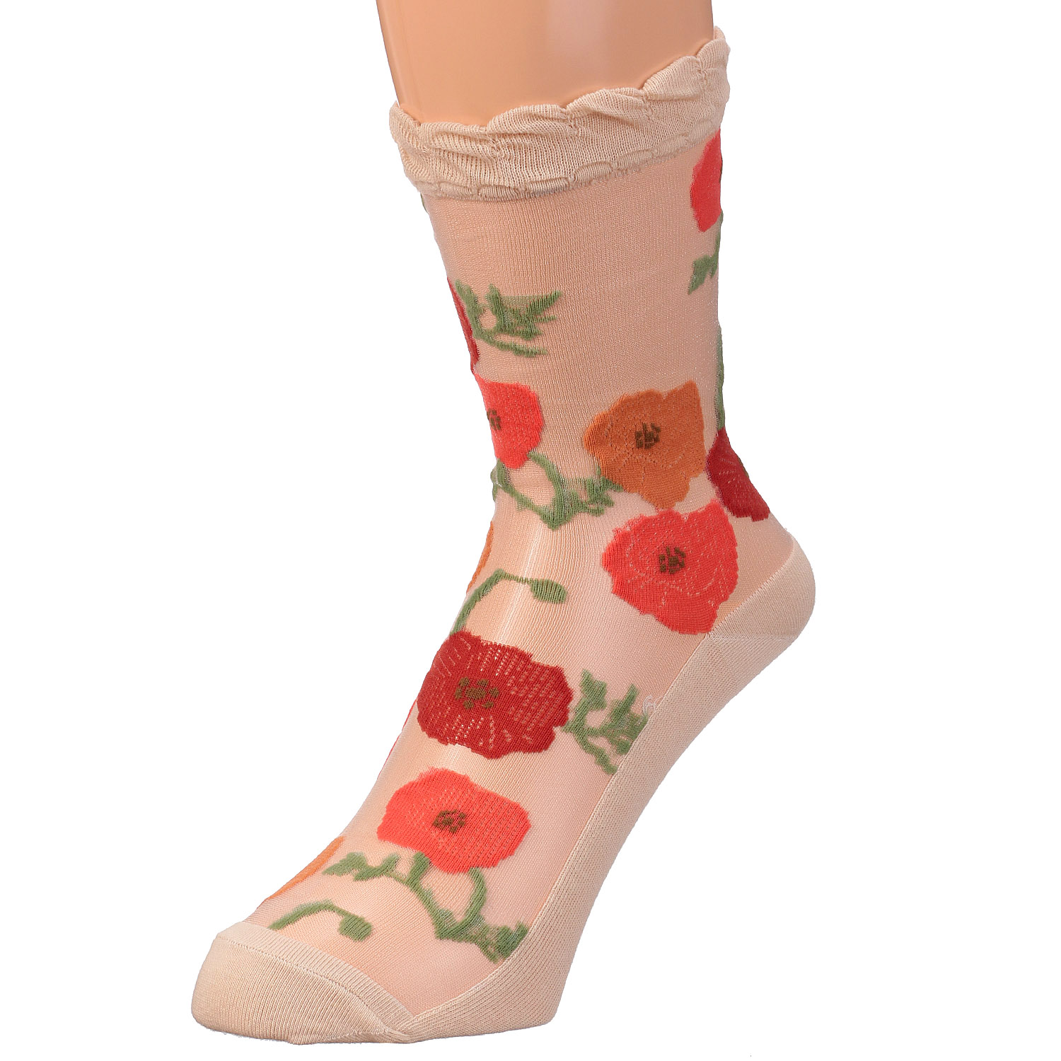 プティパ クルー丈 シースルーソックス ポピ－ 足底綿 - 画像4