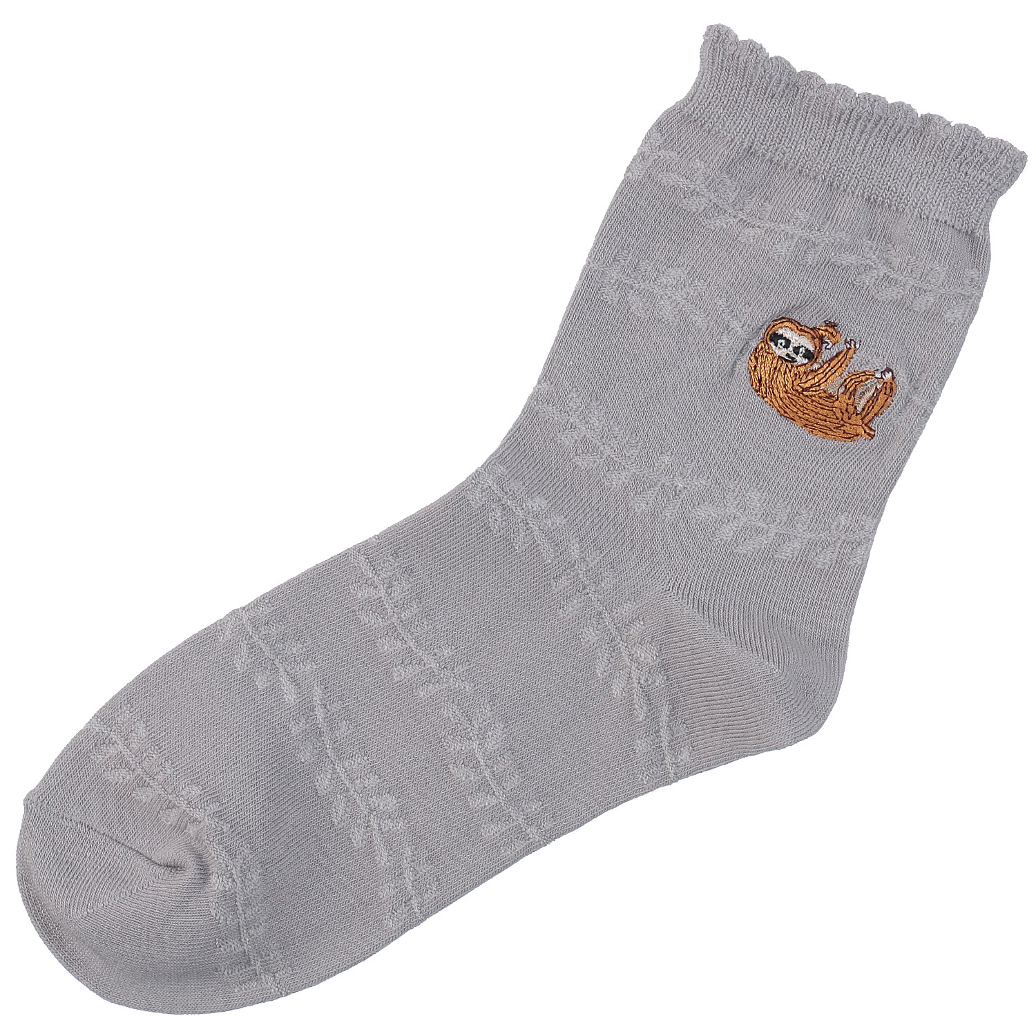 プティパ×emoemo ロークルー丈 リーフ＋ナマケモノ刺繍【在庫限り】 - 画像2