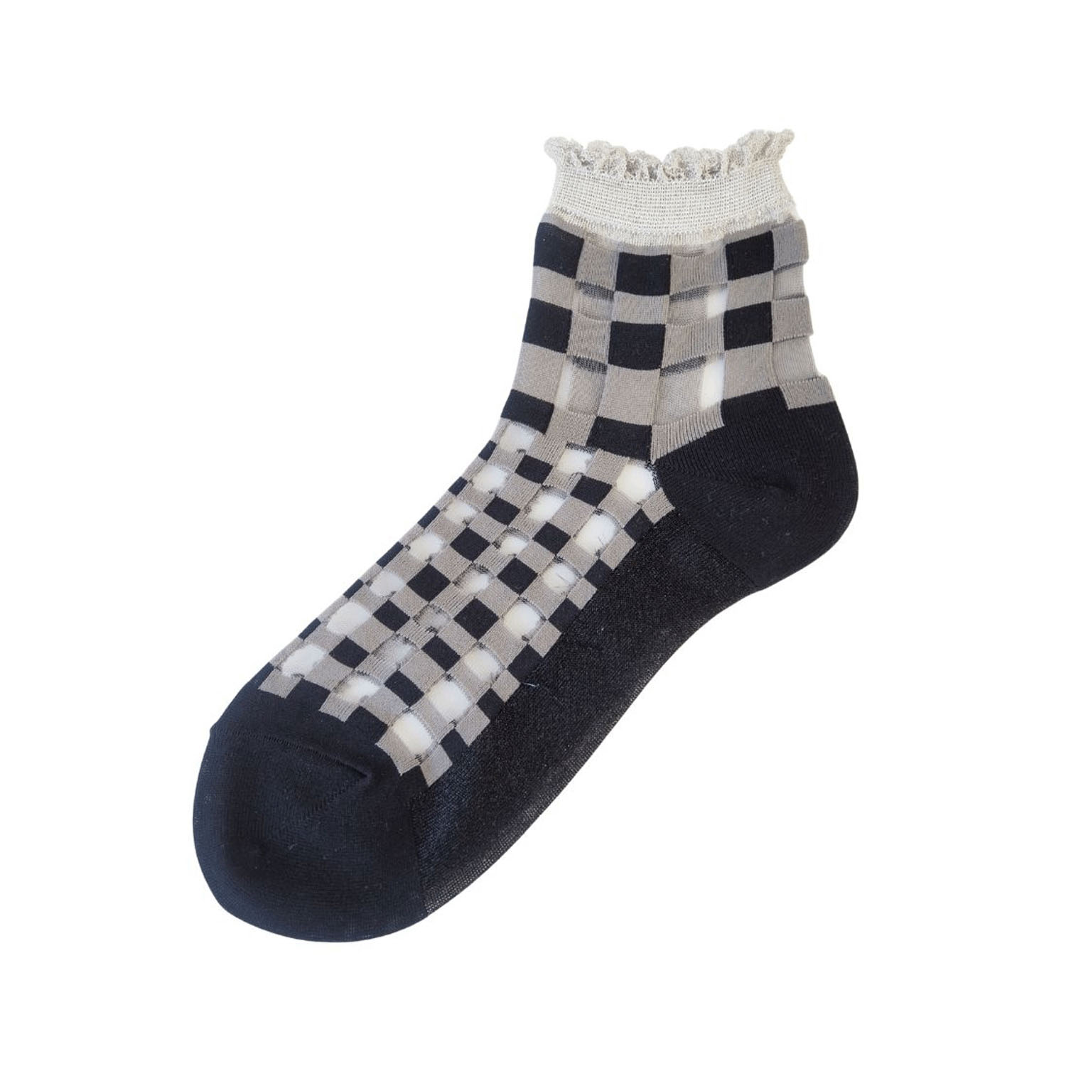 andeotte シースルーショートソックス GINGHAM - 画像2