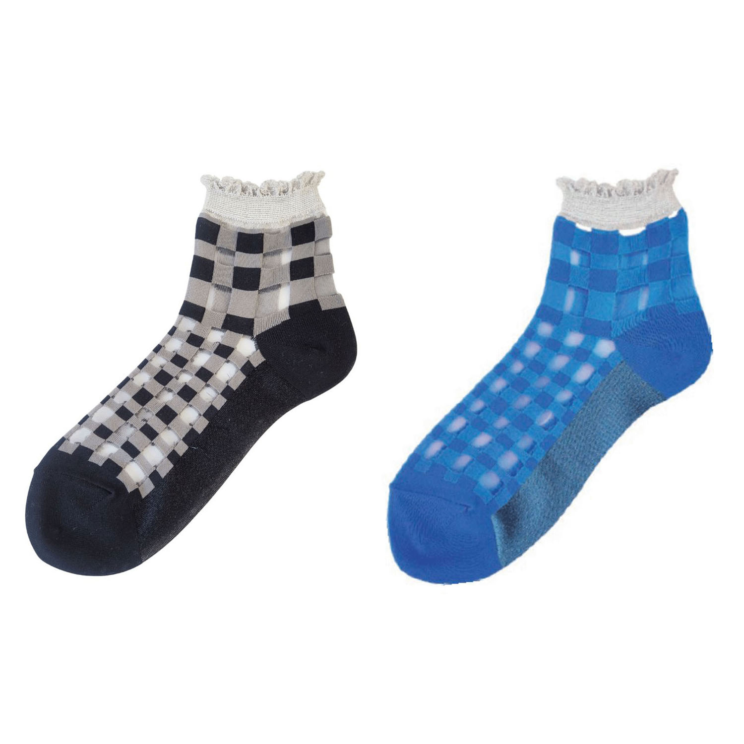 andeotte シースルーショートソックス GINGHAM - 画像1