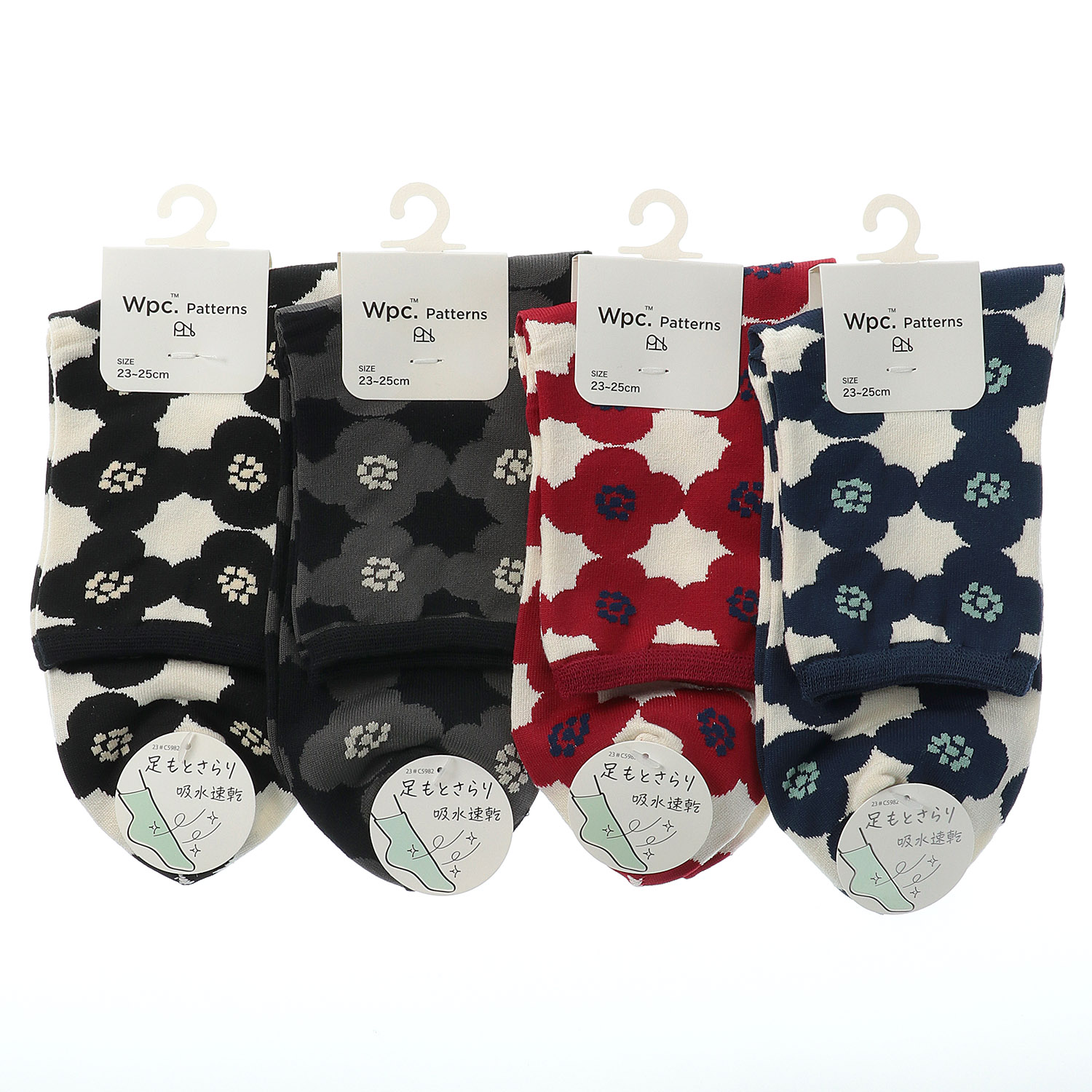 Wpc．Patterns クルー丈ソックス 総柄 吸水速乾 - 画像1