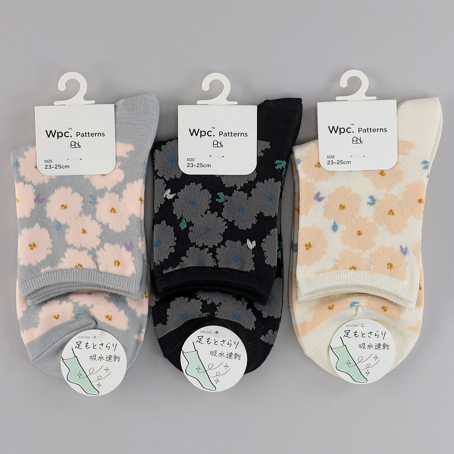 Wpc．Patterns クルー丈ソックス 総柄 吸水速乾 - 画像1