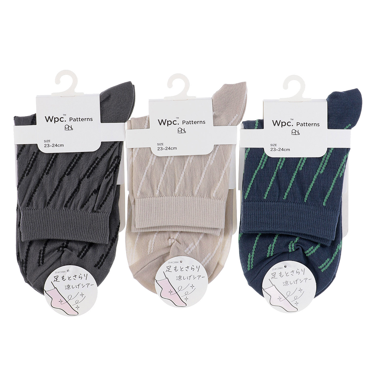 Wpc．Patterns クルー丈 シアーソックス ストライプ柄 - 画像1