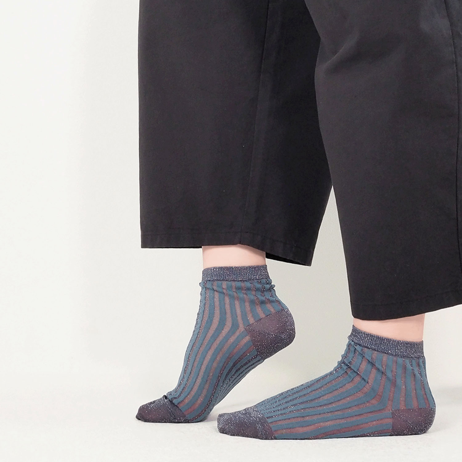 andeotte シースルーストライプラメソックス ショート丈【在庫限り】 - 画像16