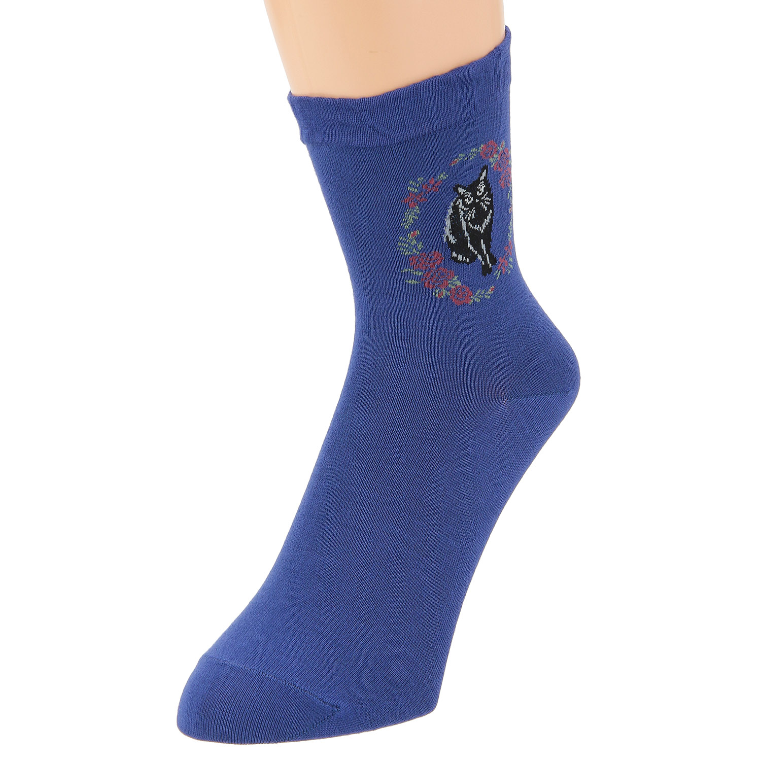 クルー丈 猫ソックス お花と猫 - 画像9