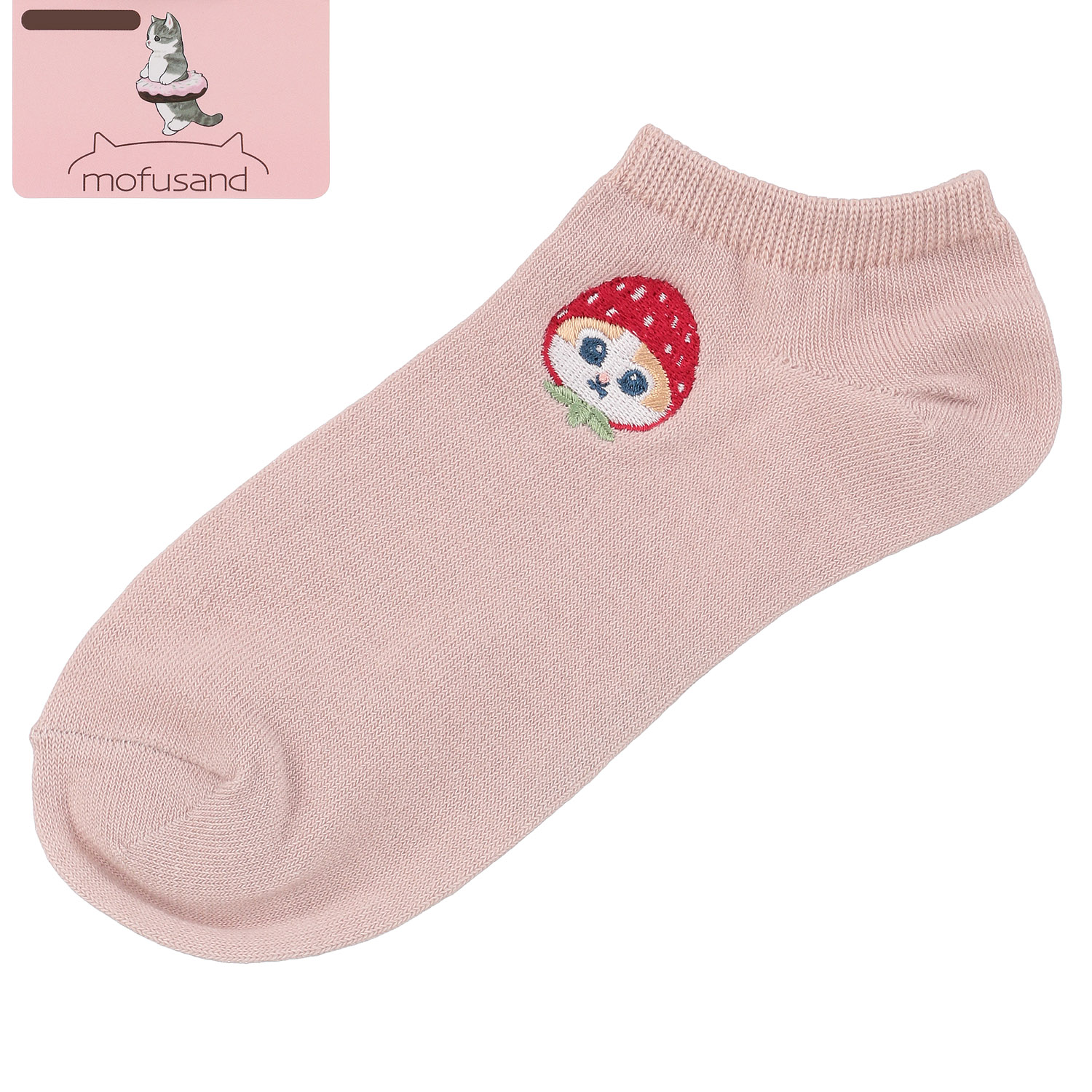 【再入荷】スニーカー丈ソックス モフサンド（苺にゃん刺繍柄）【在庫限り】 - 画像4