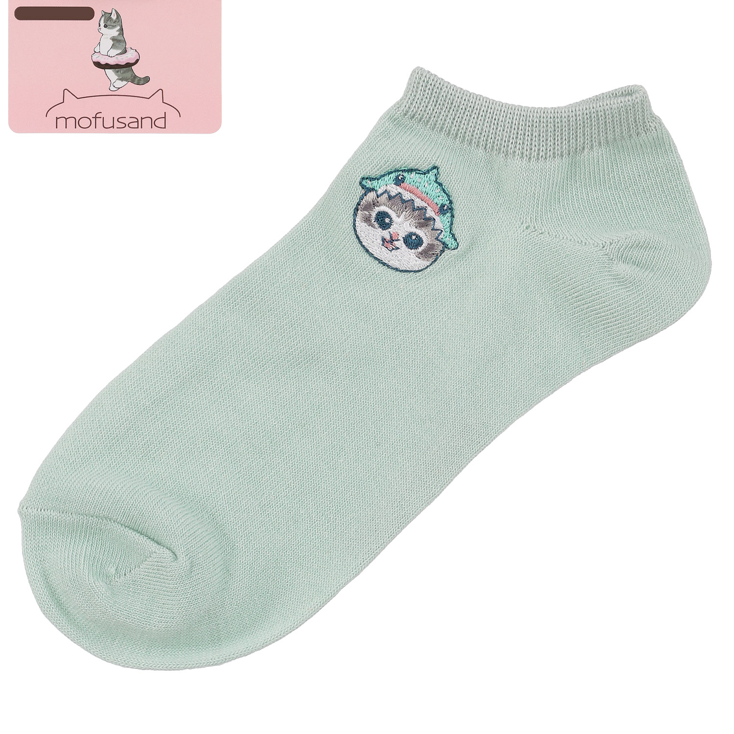 【再入荷】スニーカー丈ソックス モフサンド（サメにゃん刺繍柄）【在庫限り】 - 画像4