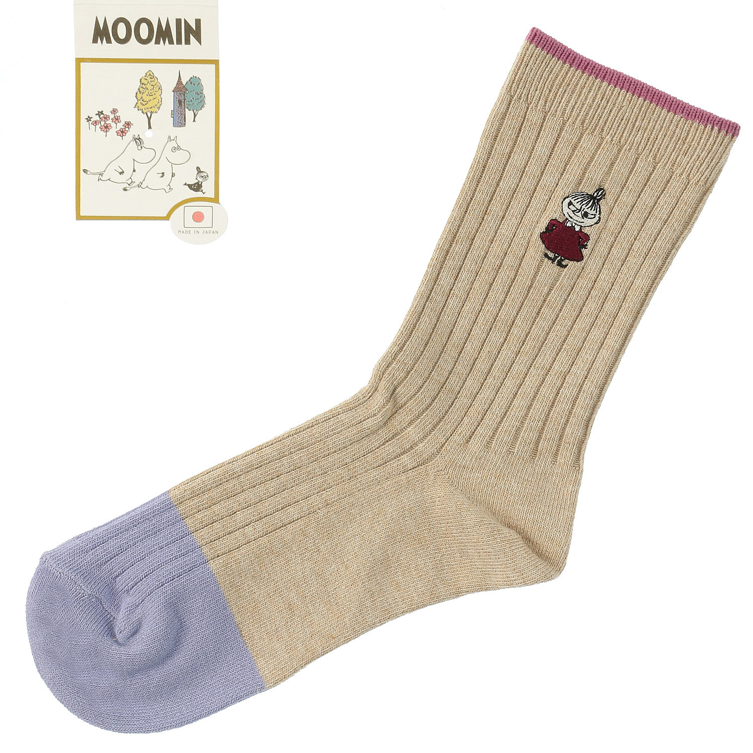 【ネイビーのみ】日本製MOOMINクルーソックス オーガニックコットンリブ切替ミイ【在庫限り】 - 画像4