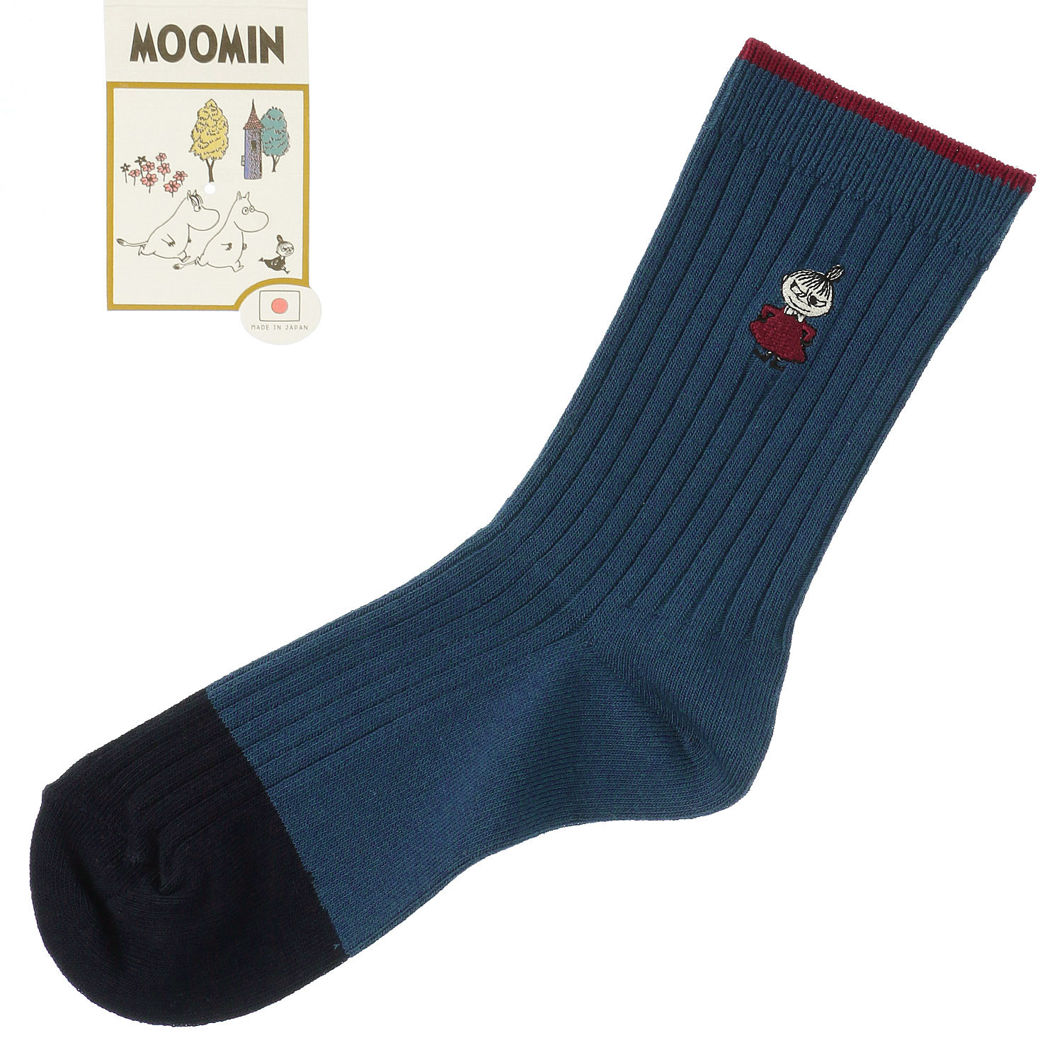【ネイビーのみ】日本製MOOMINクルーソックス オーガニックコットンリブ切替ミイ【在庫限り】 - 画像8