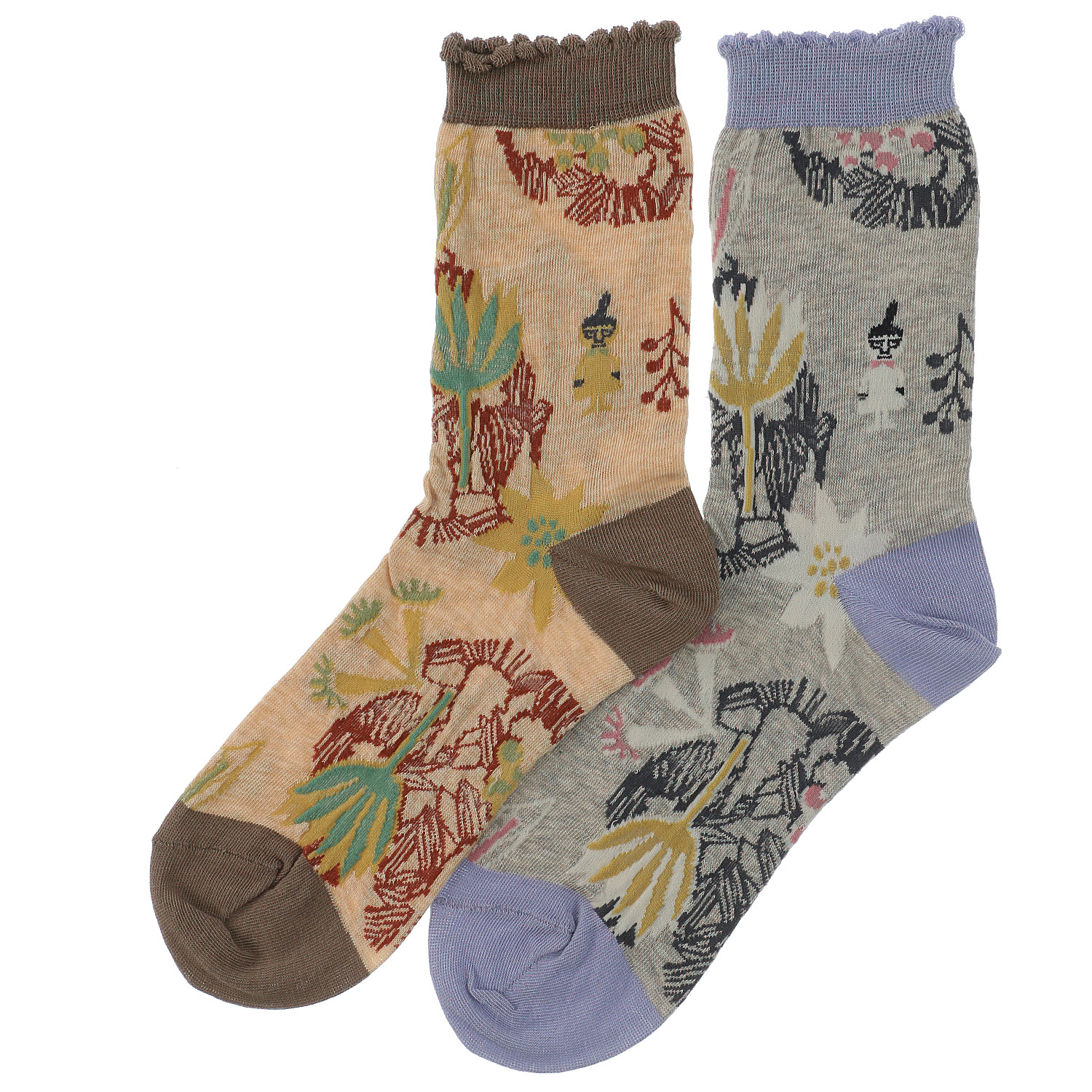 日本製MOOMINクルーソックス オーガニックコットン花のポルカ【在庫限り】 - 画像1