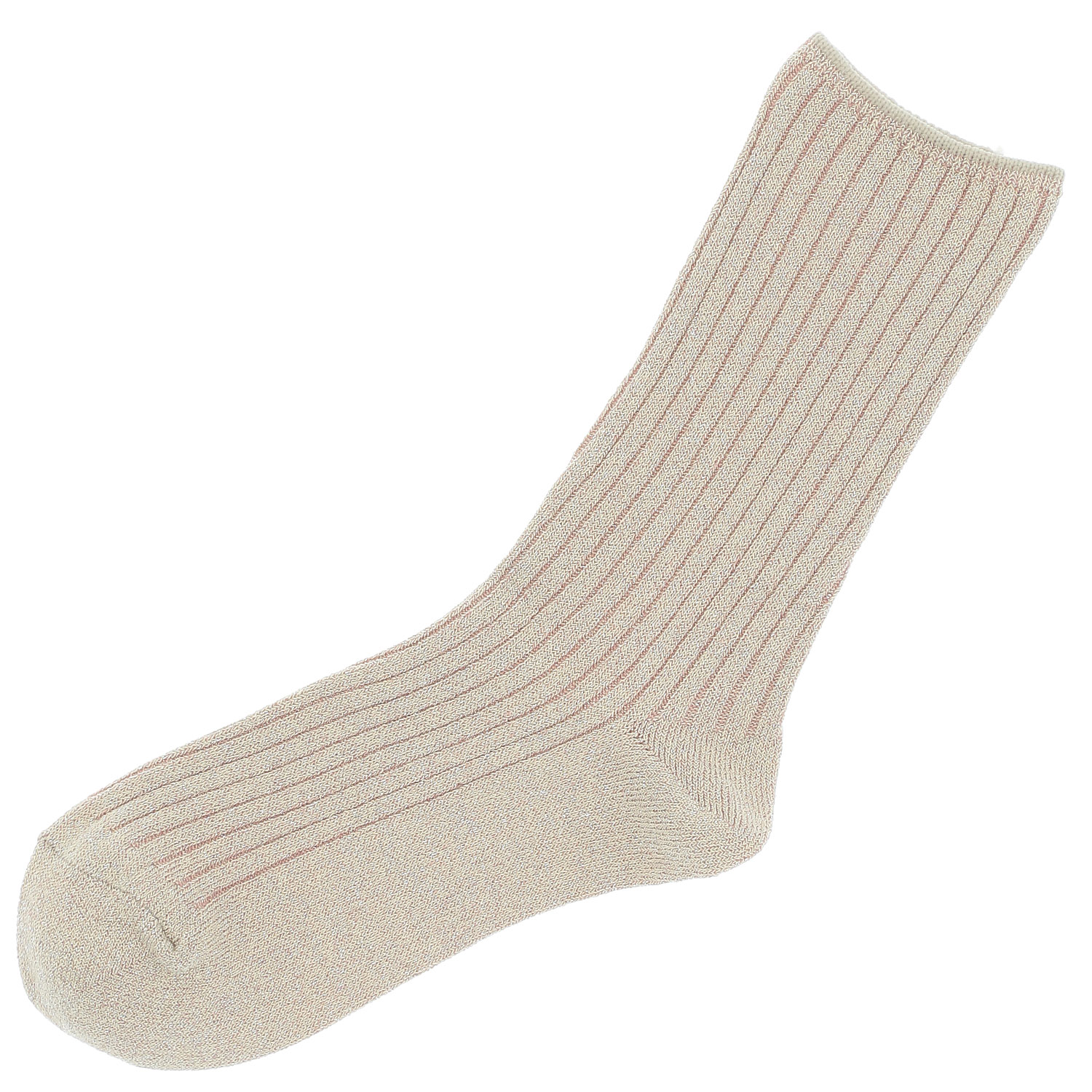 プティパ  クルー丈 ラメ 4×2リブ ストライプ柄  靴下【在庫限り】 - 画像2