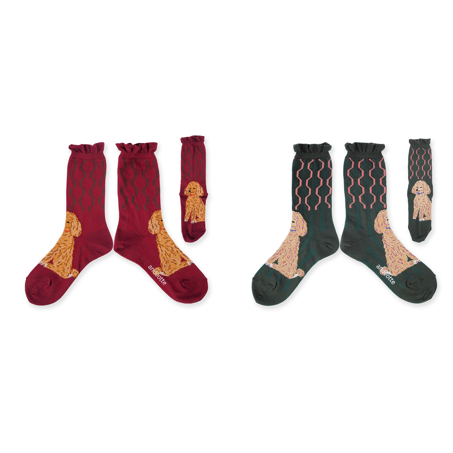 andeotte ハイゲージクルーソックス DOG【在庫限り】 - 画像1