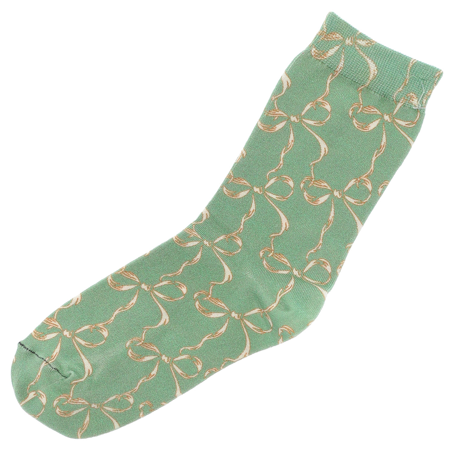 プティパ クルー丈 表綿100％ プリント  リボン柄 靴下【在庫限り】 - 画像2