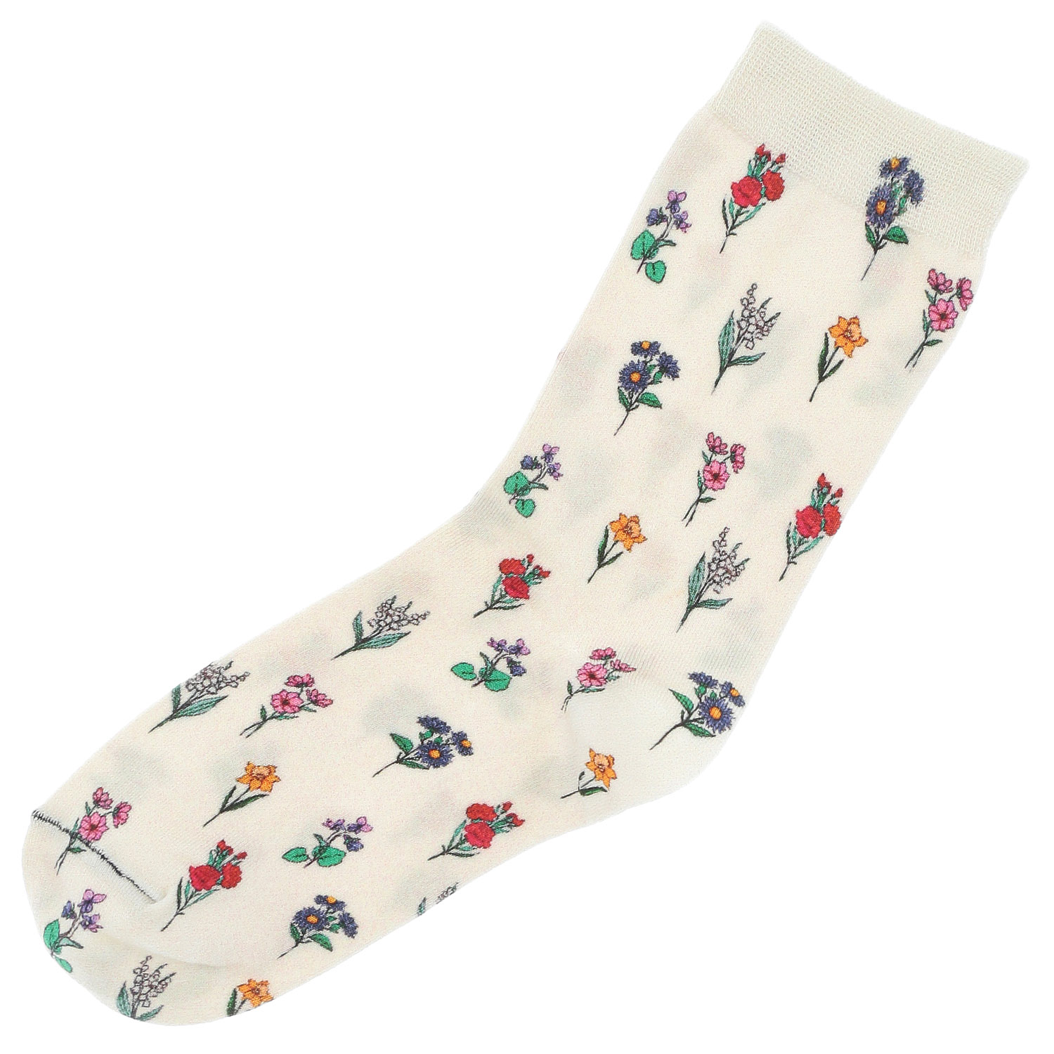 プティパ クルー丈 表綿100％ プリント  ガーデン柄 靴下【在庫限り】 - 画像2