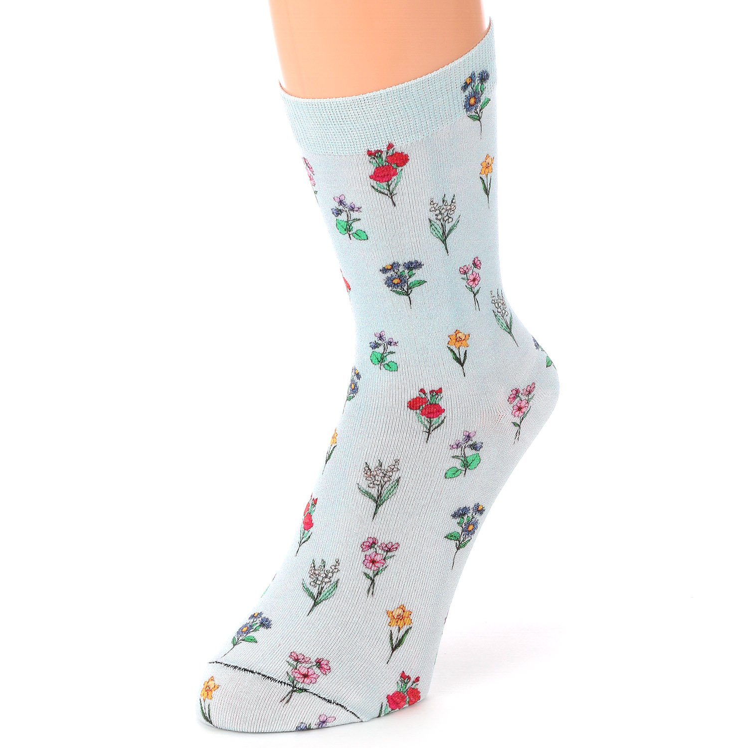 プティパ クルー丈 表綿100％ プリント  ガーデン柄 靴下【在庫限り】 - 画像4