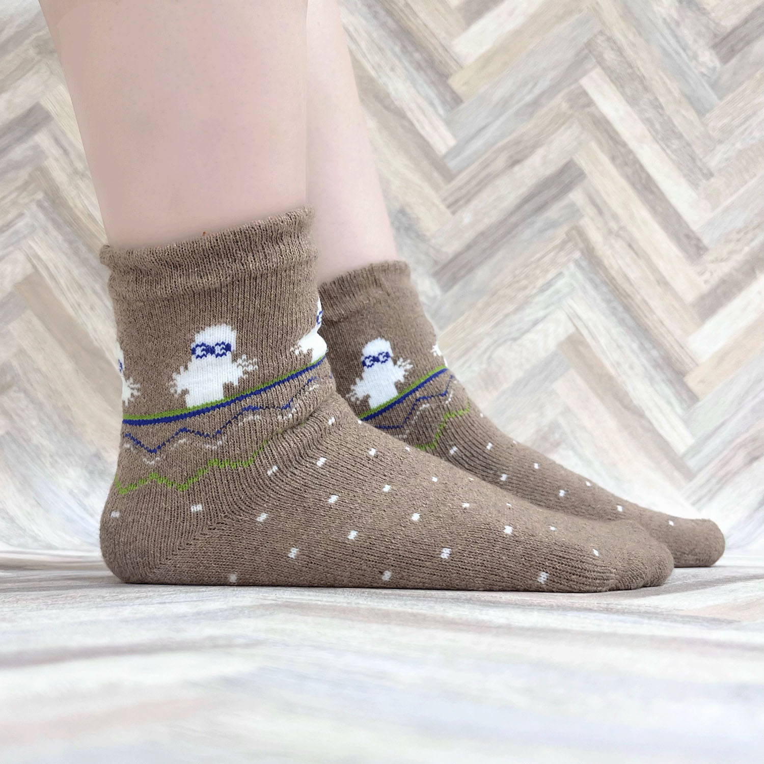 MOOMIN ロークルーソックス 内パイル ニョロニョロノルディック【在庫限り】 - 画像2