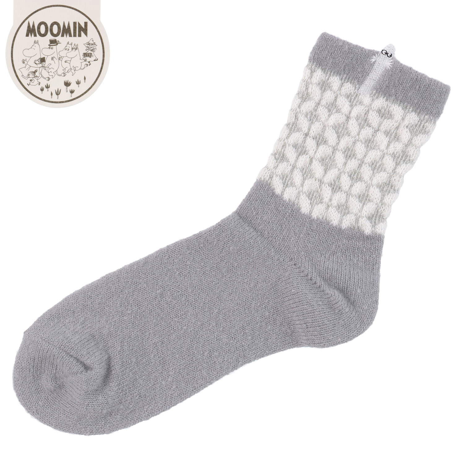 MOOMIN ロークルーソックス ふわふわニット 飛出ニョロ刺繍【在庫限り】 - 画像2