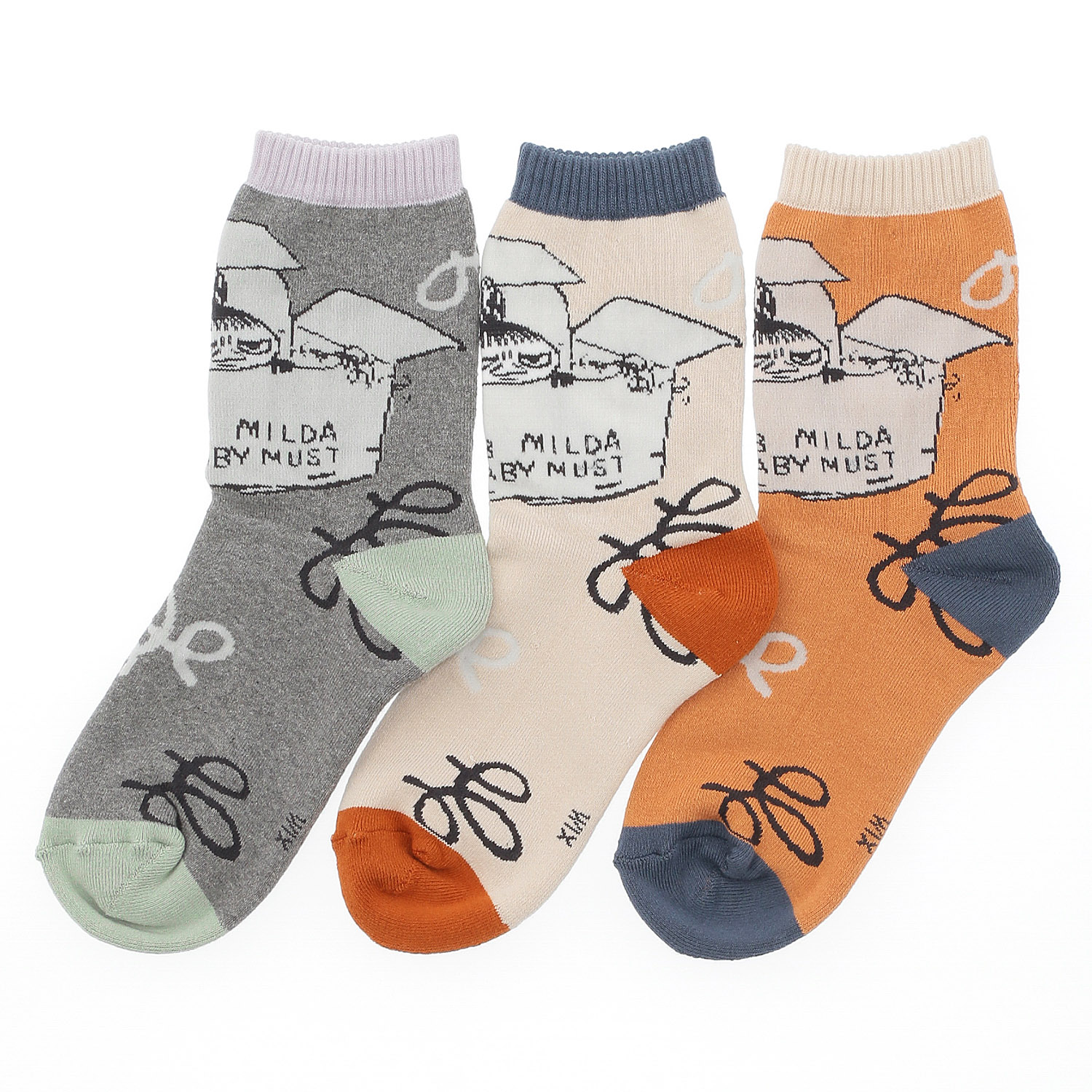 日本製 MOOMINクルーソックス 総パイル ミイ箱【在庫限り】 - 画像1