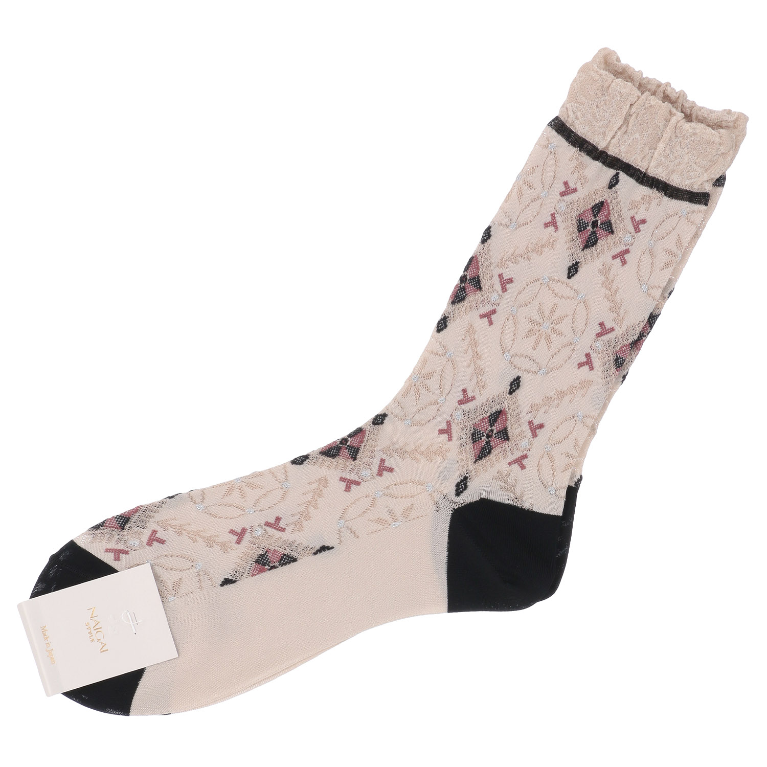 NAIGAI STYLE エスニックフロート クルー丈ソックス - 画像2