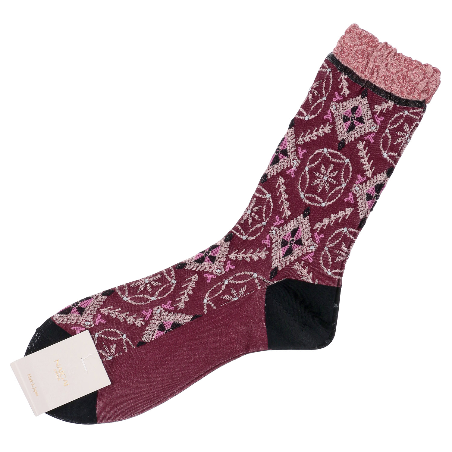 NAIGAI STYLE エスニックフロート クルー丈ソックス - 画像3