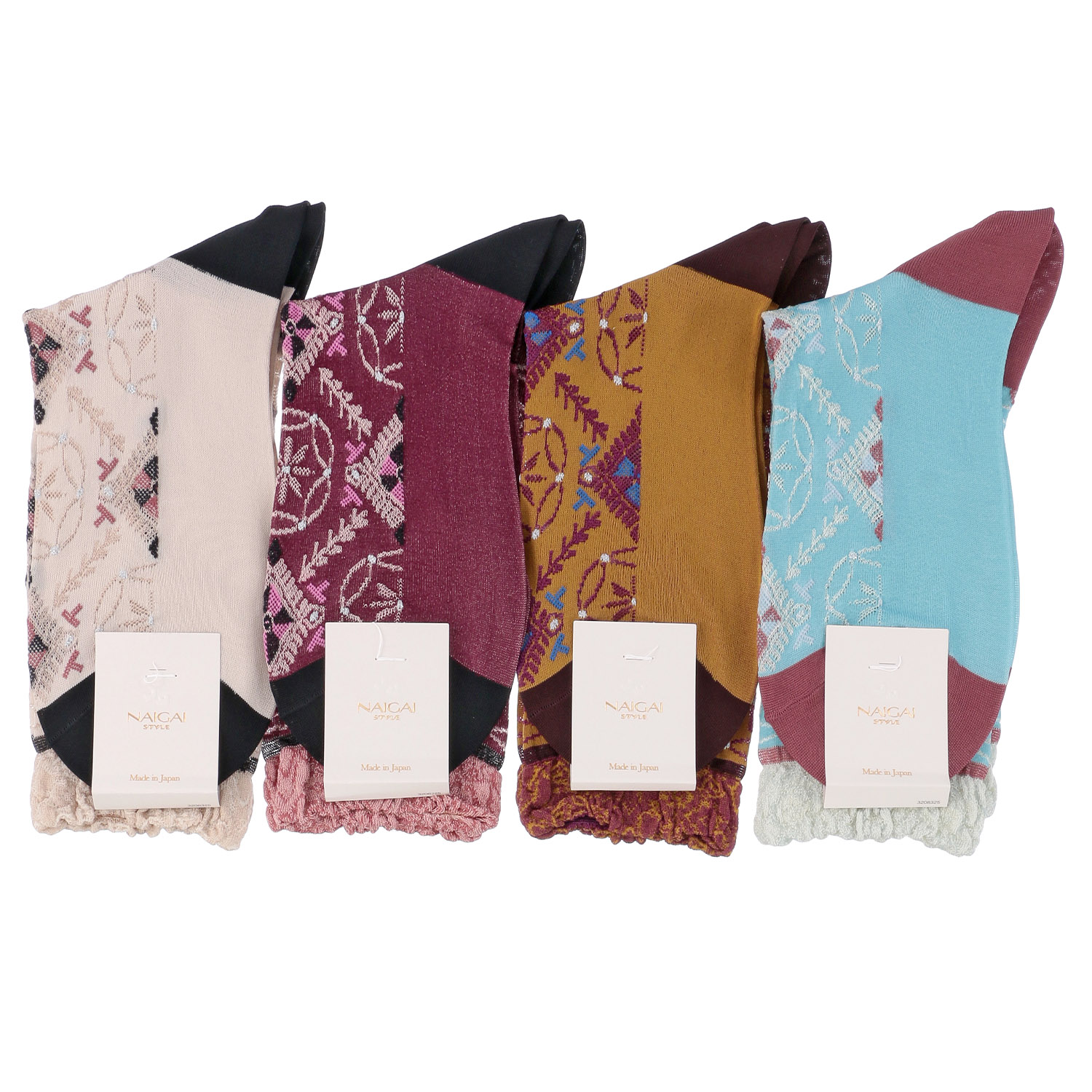 NAIGAI STYLE エスニックフロート クルー丈ソックス - 画像1