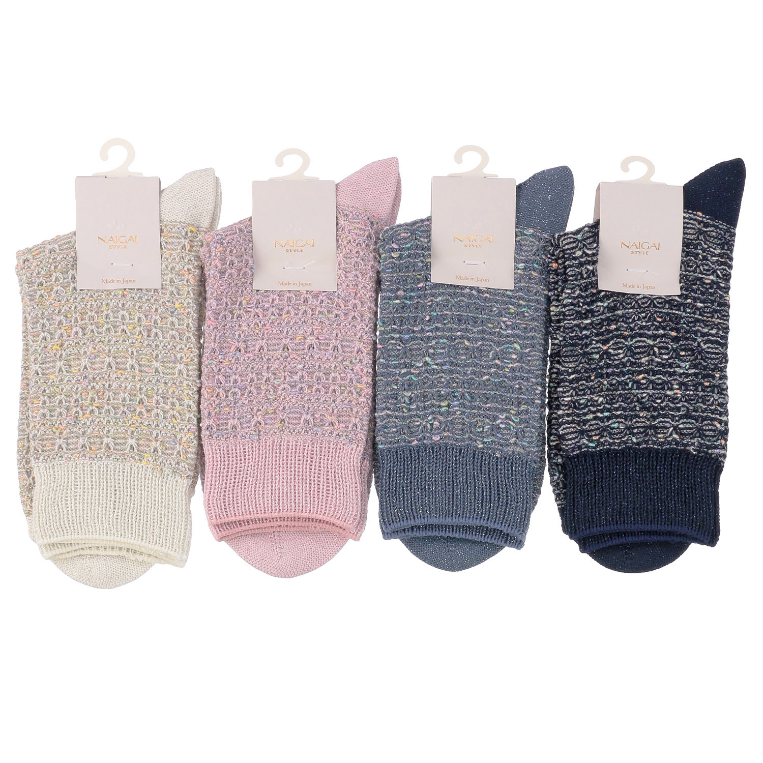 NAIGAI STYLE ラメノット クルー丈ソックス - 画像1