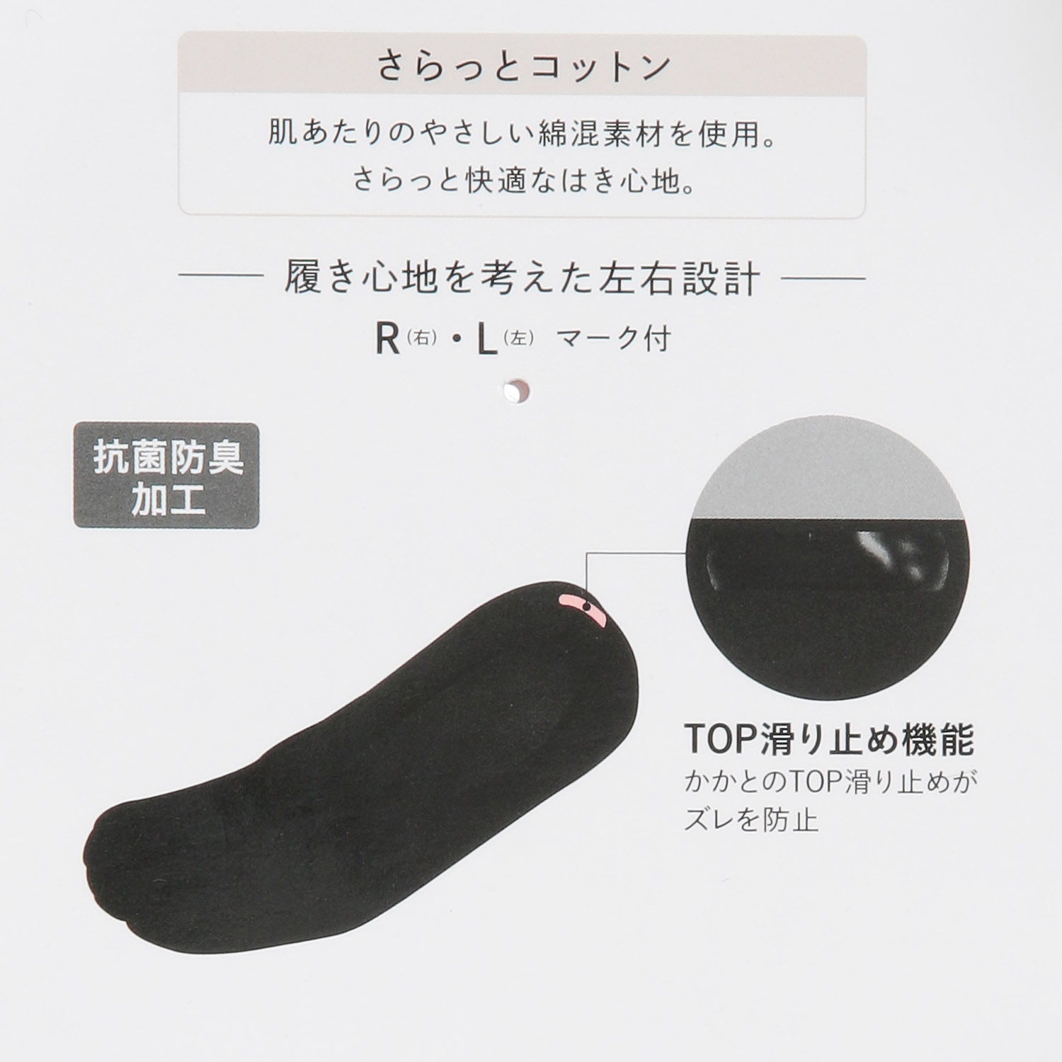 SABRINA 脱げない 綿混 深履き 5本指 フットカバー - 画像5