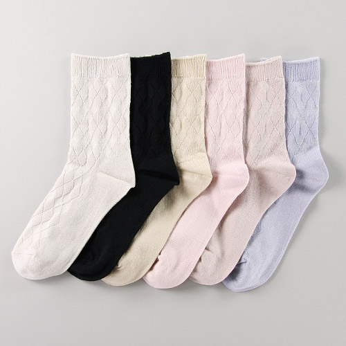 ドライコットン ダイヤ柄ソックス - 画像1