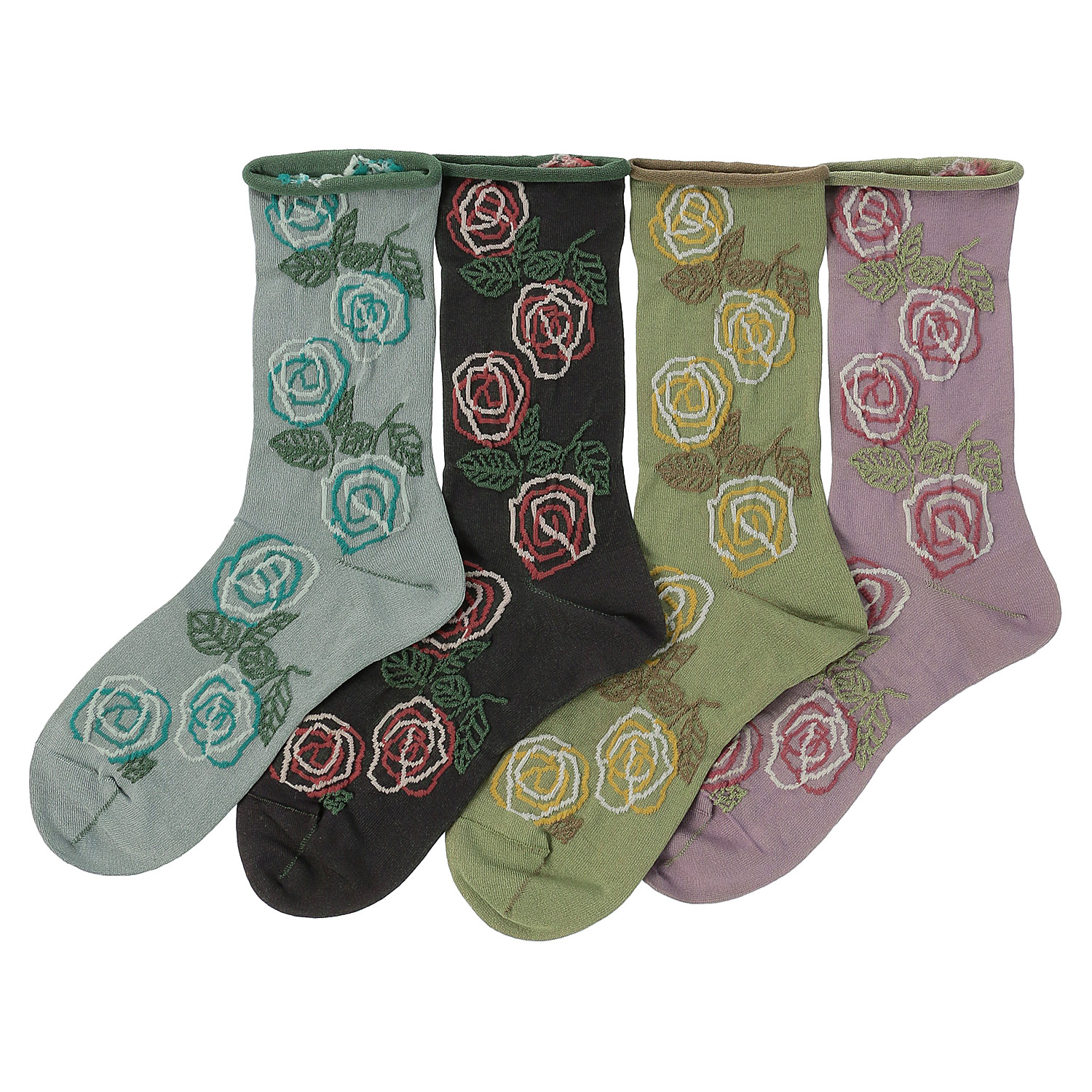 手篝ソックス フロート薔薇柄 靴下 - 画像1