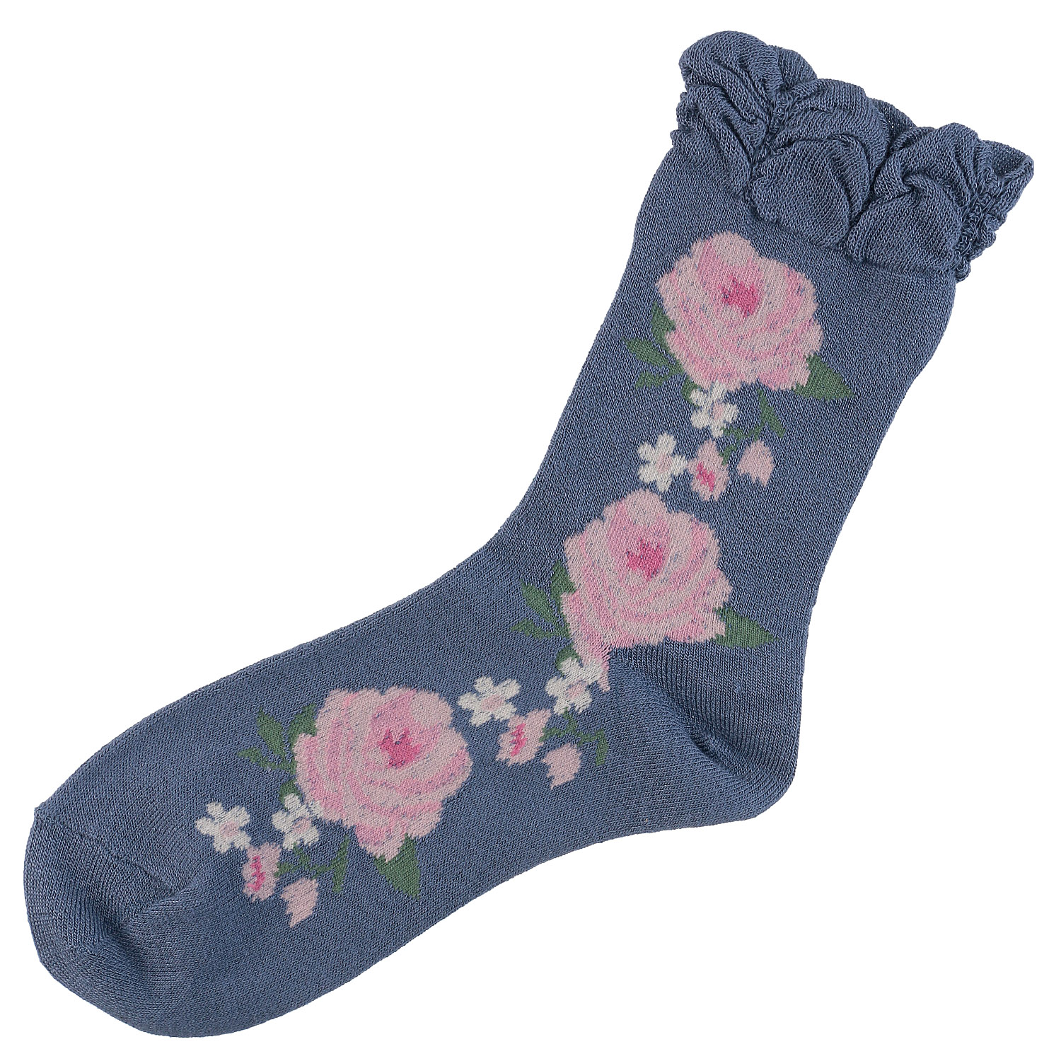 ギュレ レーヨンシルク混 大バラ柄 靴下 - 画像6