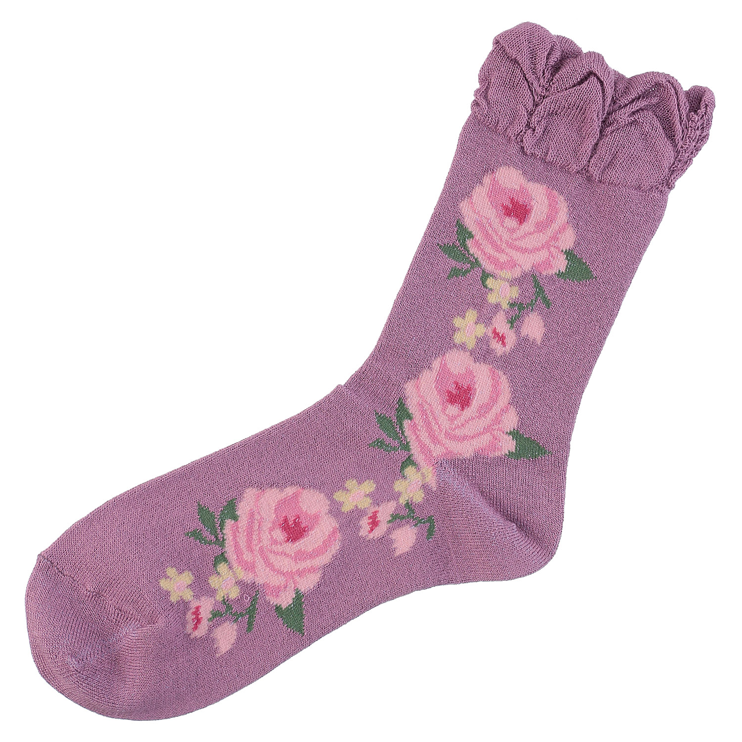 ギュレ レーヨンシルク混 大バラ柄 靴下 - 画像9