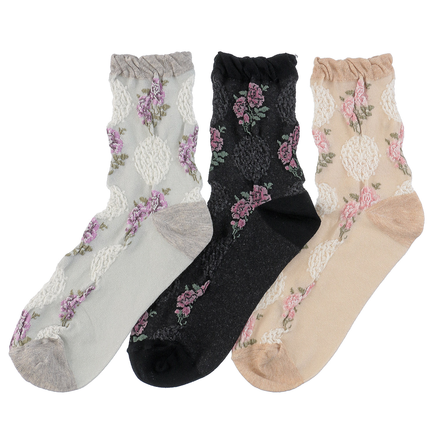 ギュレ フロート大花柄 靴下 - 画像1