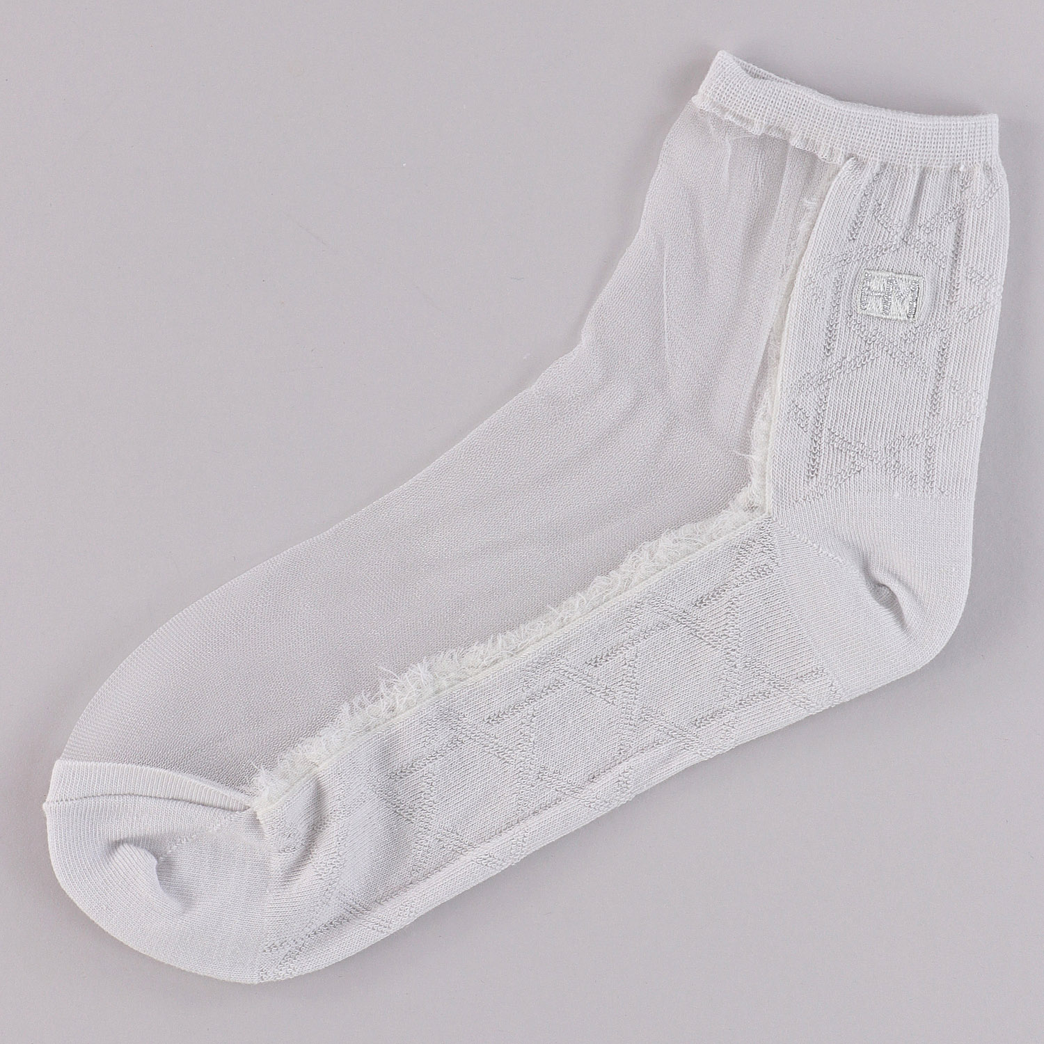 ハナエモリ クルー丈 シースルーソックス 刺繍