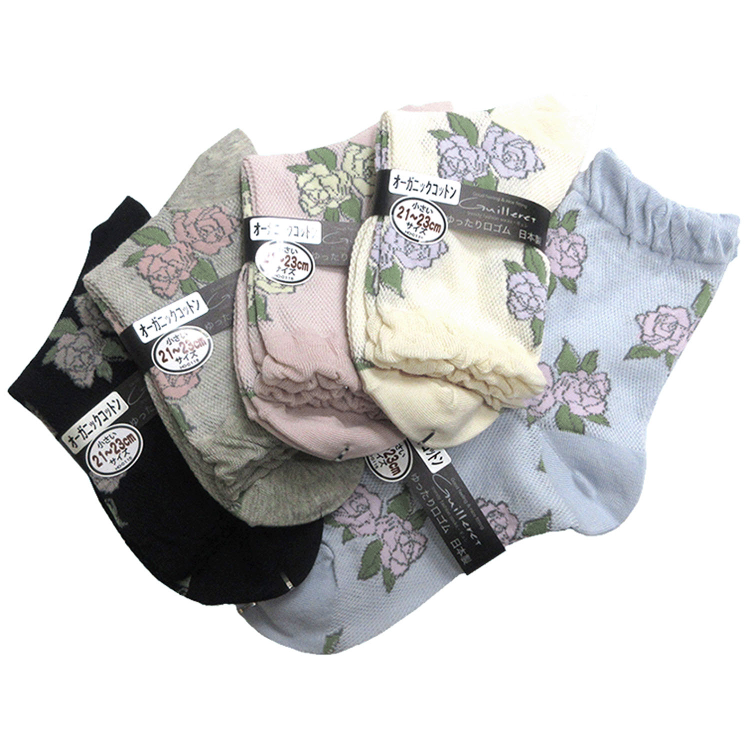 ギュレ 小寸（21－23cm）総メッシュ 薔薇柄 - 画像1