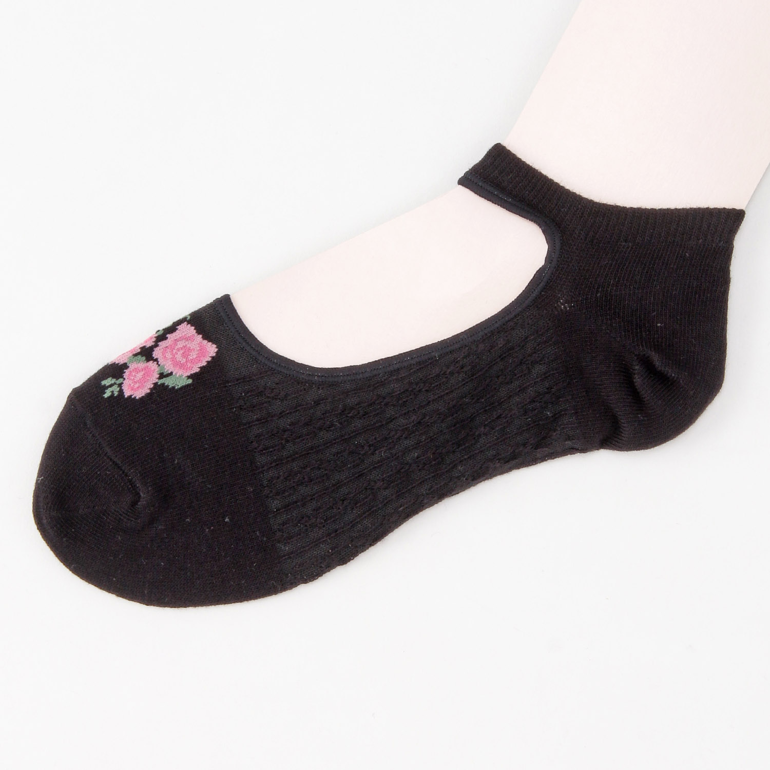 エトワールオリジナル  甲くりぬき つま先薔薇柄 靴下【在庫限り】 - 画像4