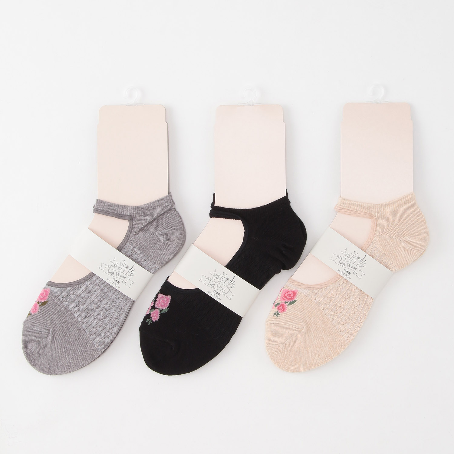 エトワールオリジナル  甲くりぬき つま先薔薇柄 靴下【在庫限り】