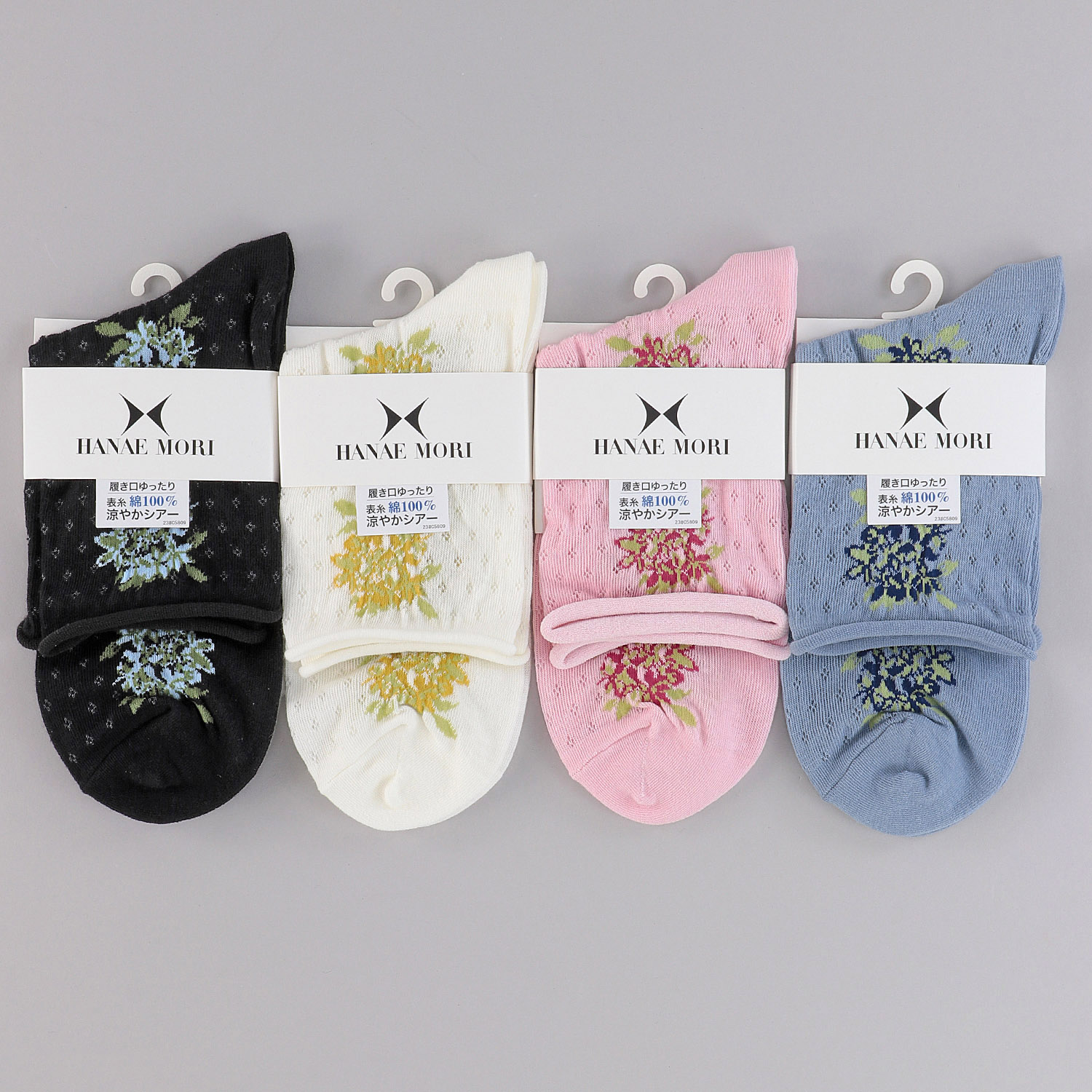 ハナエモリ クルー丈 シアーソックス - 画像1