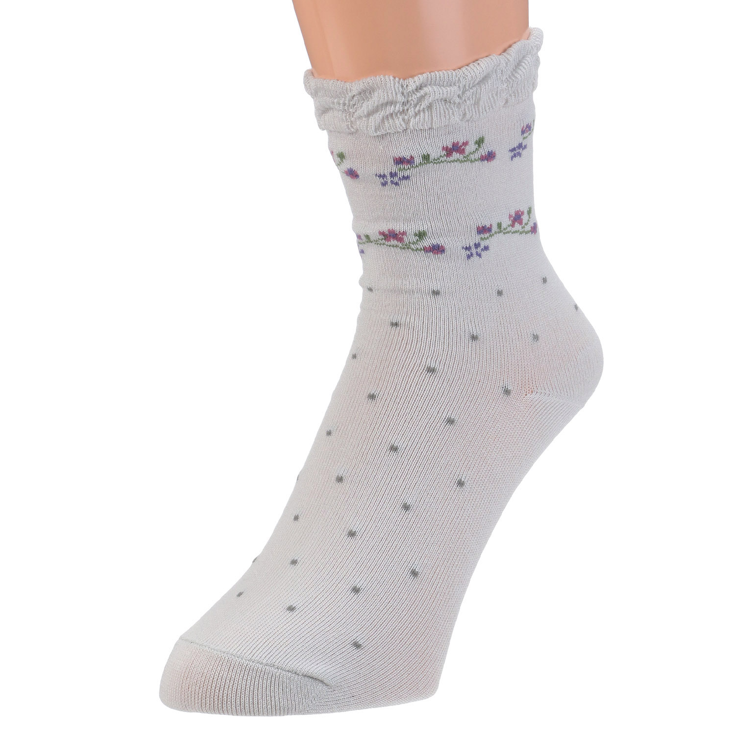 小さな親切 クルー丈 花柄 靴下 - 画像2