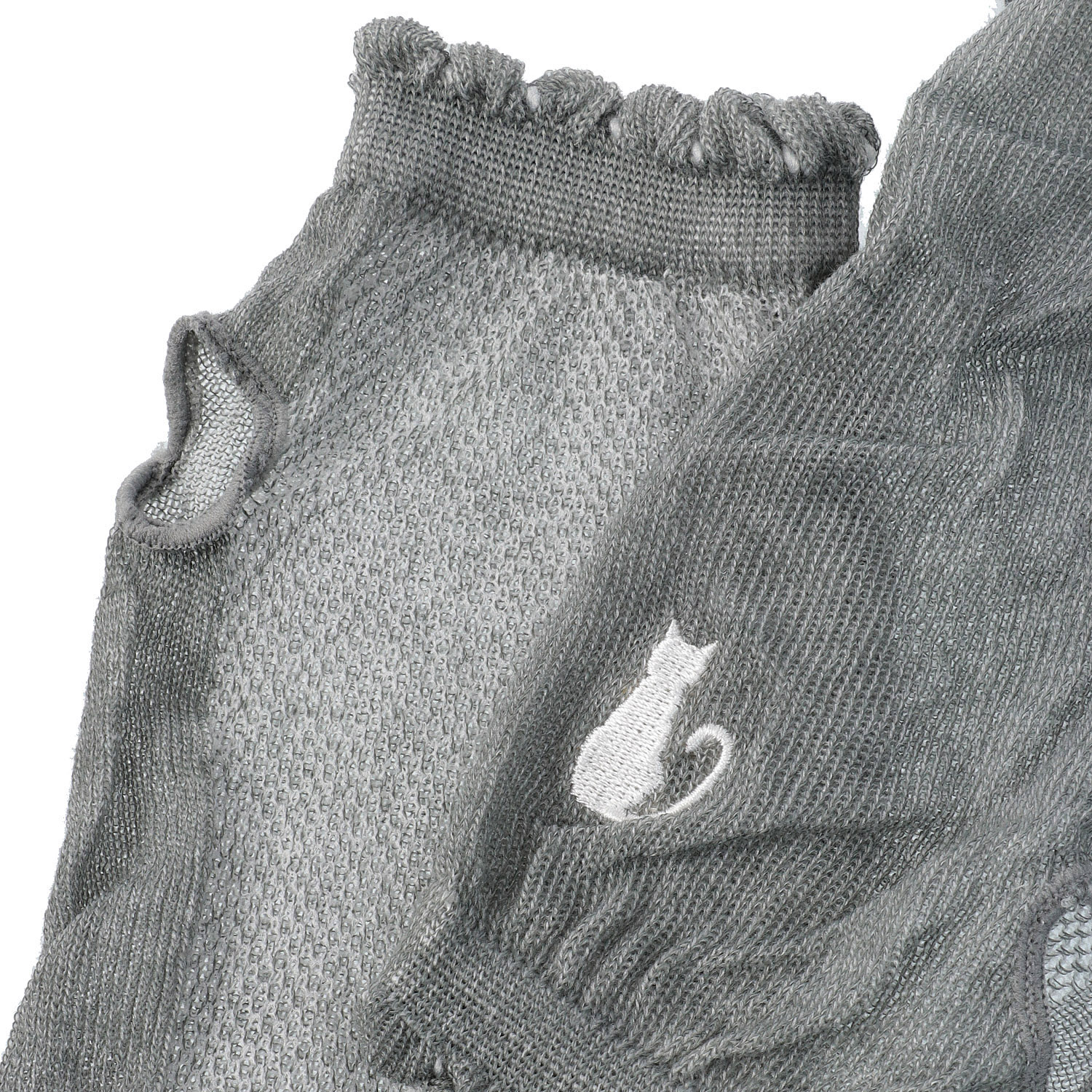 アームカバー 48cm丈 メッシュ編み ねこ刺繍 - 画像4