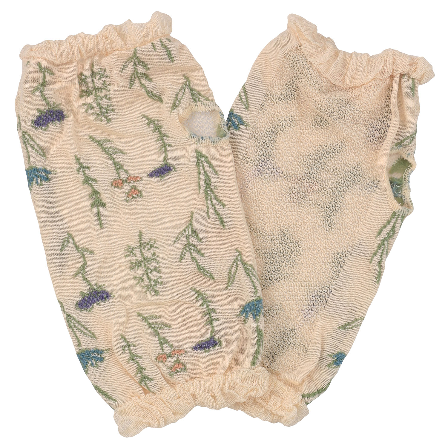 アームカバー 22cm丈 総花柄 親指穴付き - 画像2