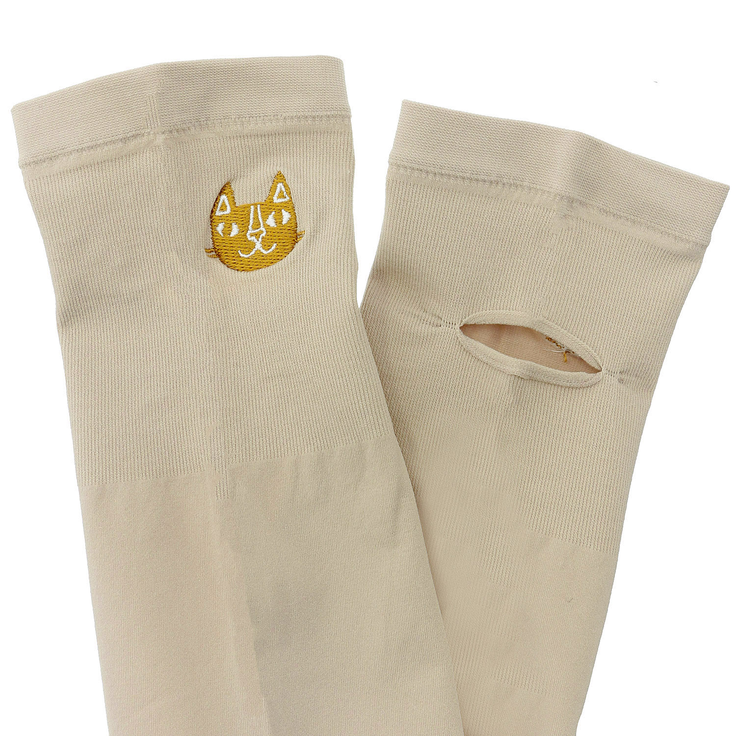 にゃんこ堂 ロング丈（50cm丈） 接触冷感 アームカバー 猫の顔刺繍 - 画像4