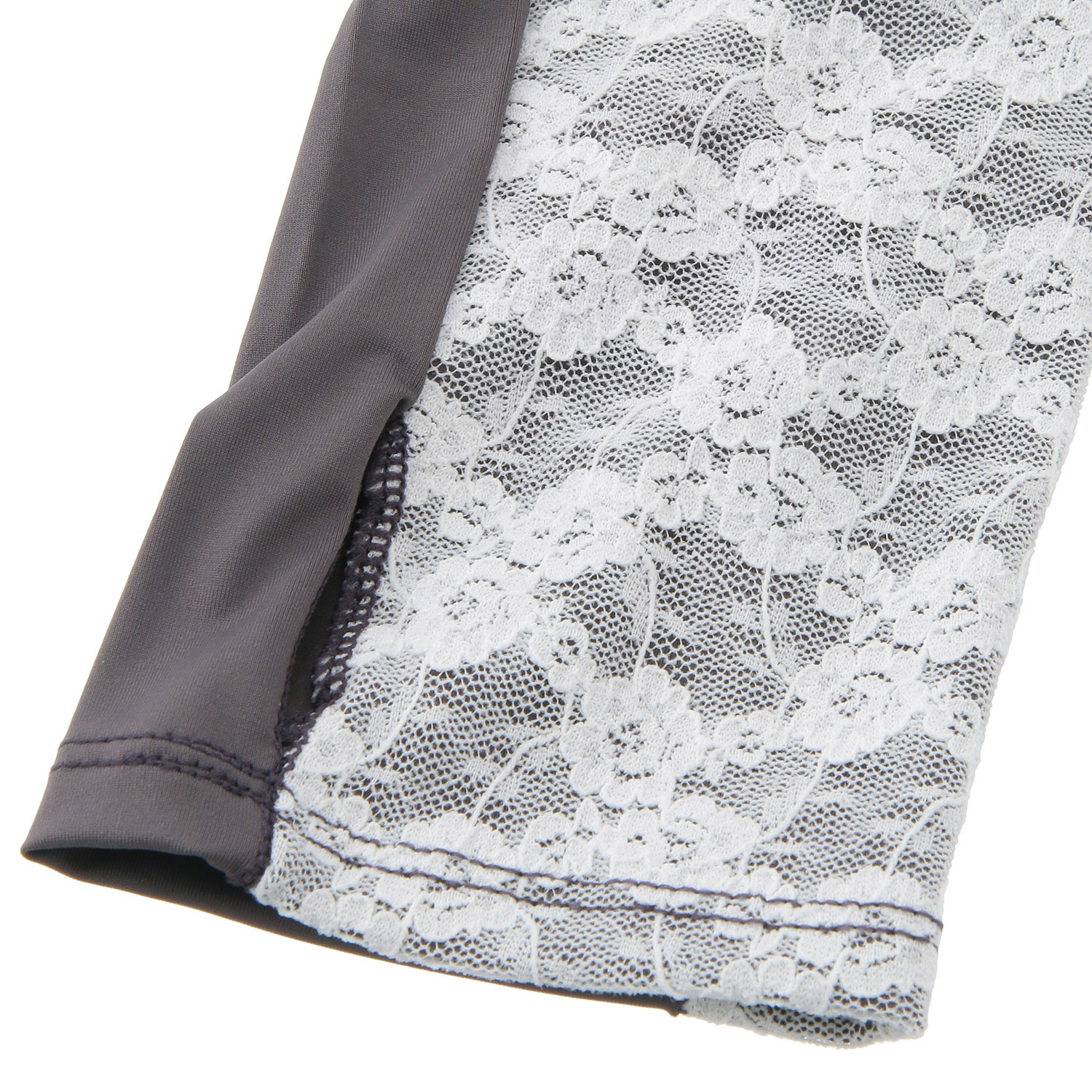 接触冷感 アームカバー レース 花柄 約40cm丈 親指穴付き【在庫限り】 - 画像2