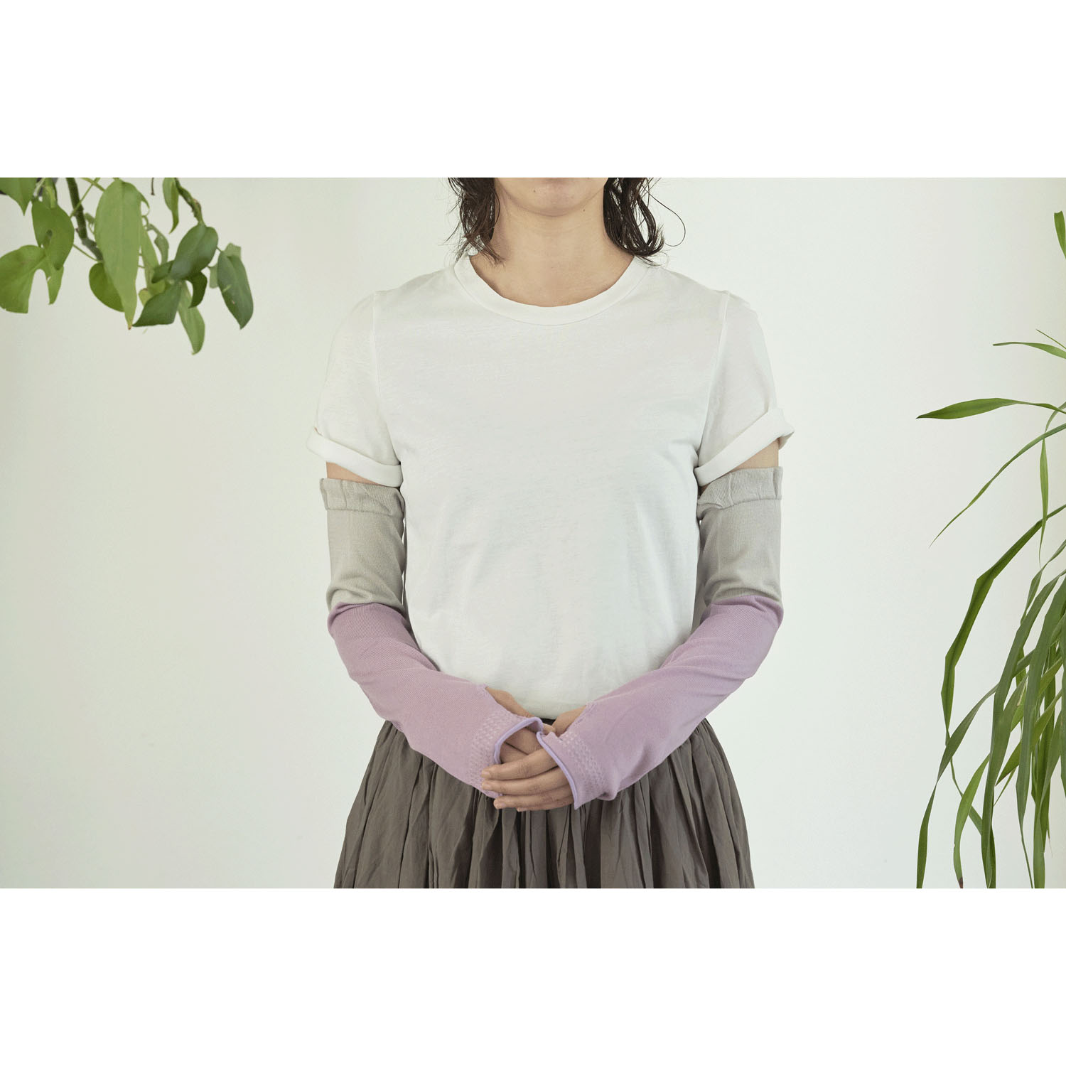 TWO TONE ARM COVERレーヨンシルクUVアームカバー【在庫限り】 - 画像8