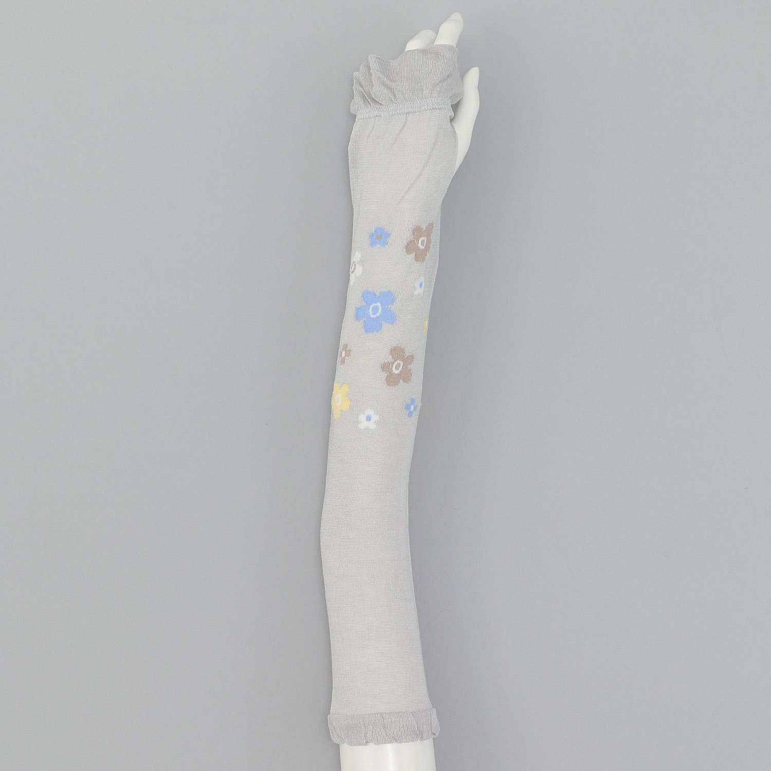 日本製 アームカバー シルク混 50センチ丈 モダン花柄 - 画像2