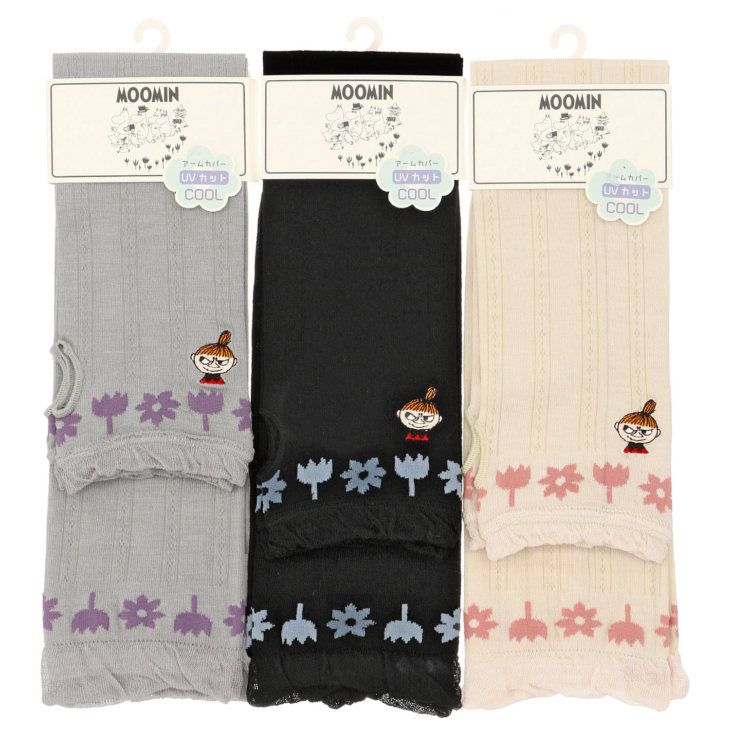 MOOMIN アームカバーUVカット＋冷感 裾花柄ミイ刺繍 - 画像1